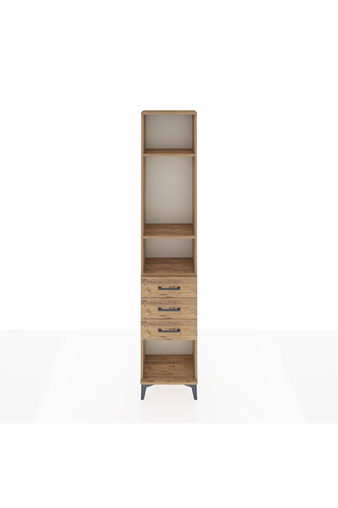 Arges Dolap 3 Raflı 3 Çekmeceli 44x30x221 Çam-Çam