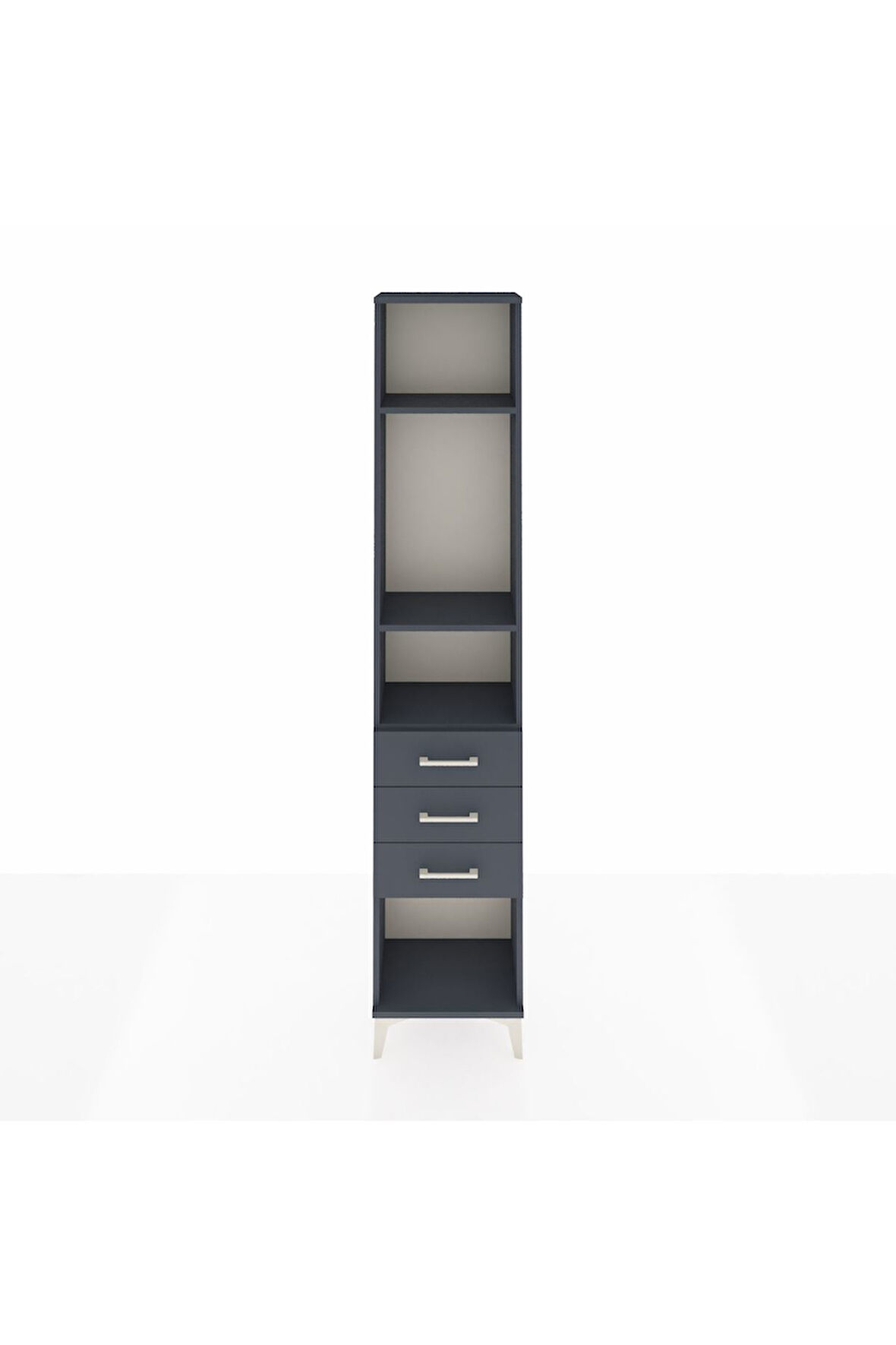 Arges Dolap 3 Raflı 3 Çekmeceli 44x30x221 Antrasit-Antrasit