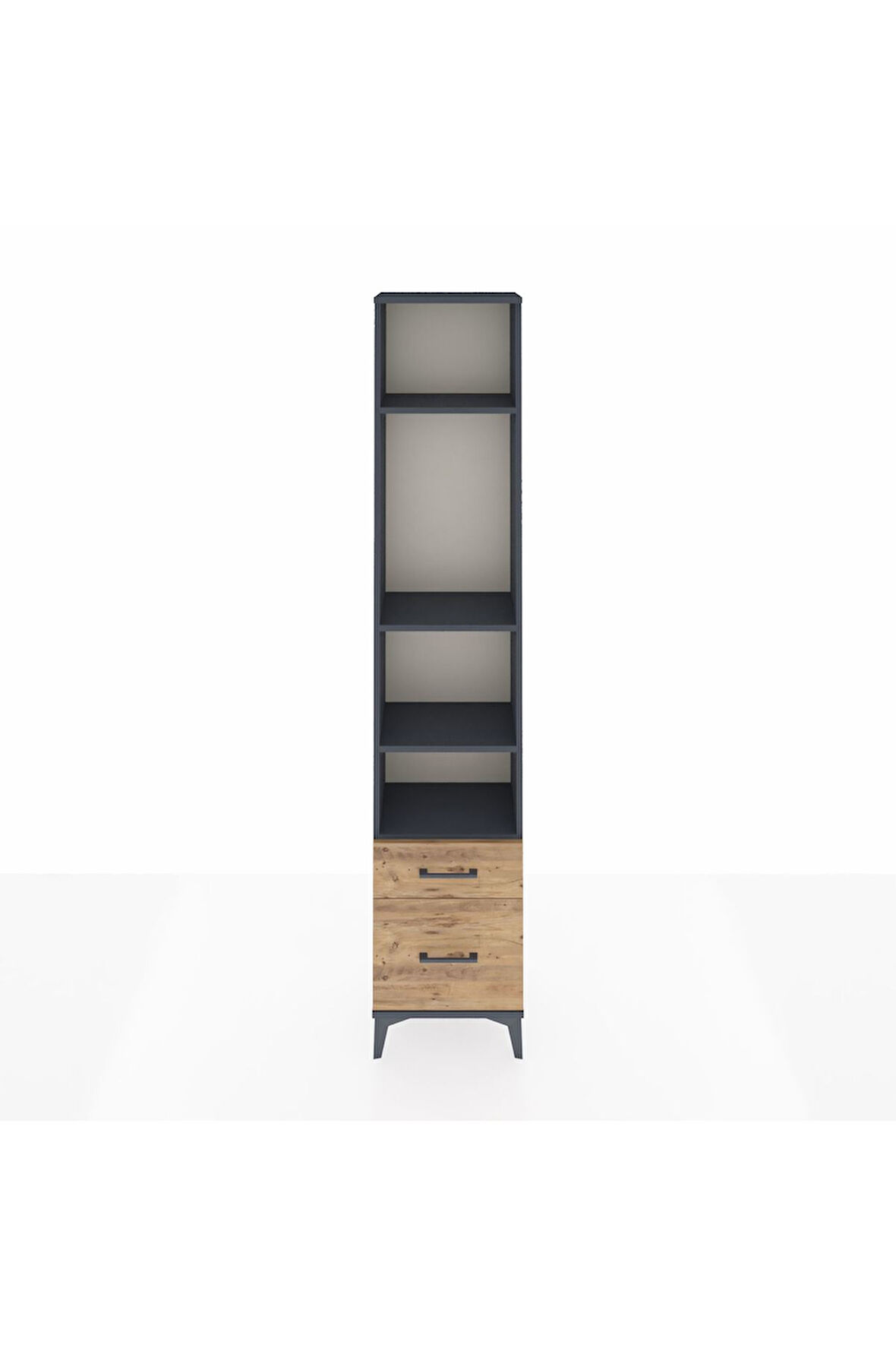 Arges Dolap 4 Raflı 2 Çekmeceli 44x30x221 Antrasit-Çam