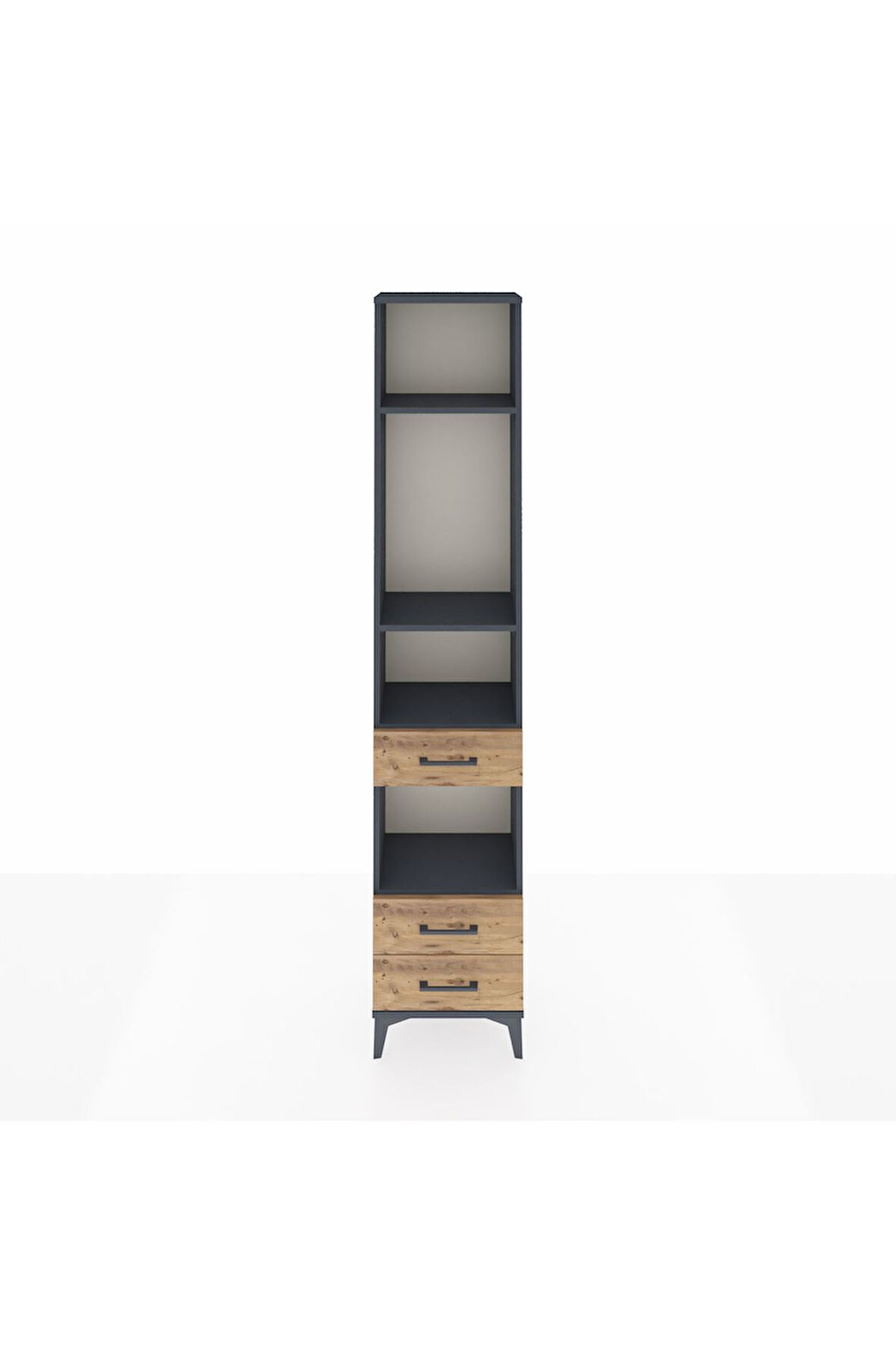 Arges Dolap 4 Raflı 3 Çekmeceli 44x30x221 Antrasit-Çam