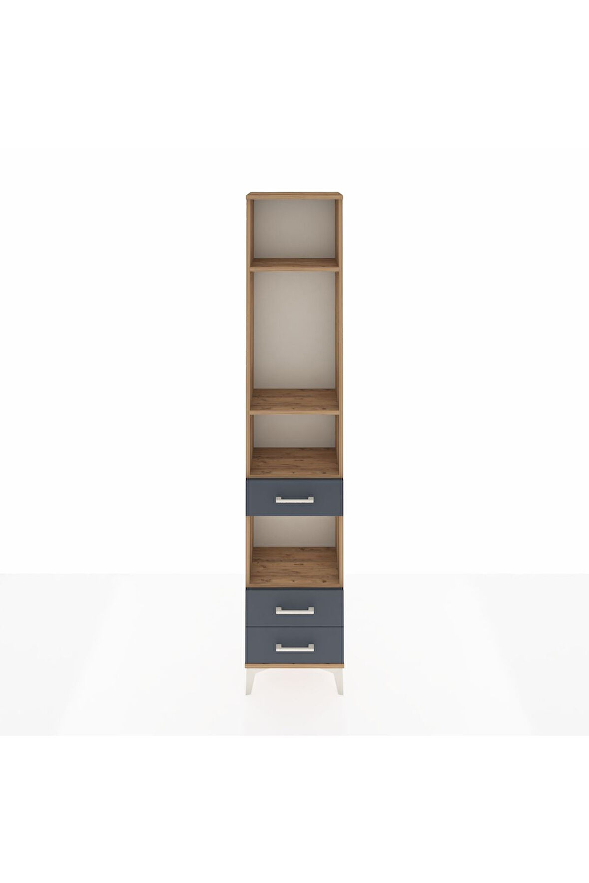 Arges Dolap 4 Raflı 3 Çekmeceli 44x30x221 Çam-Antrasit