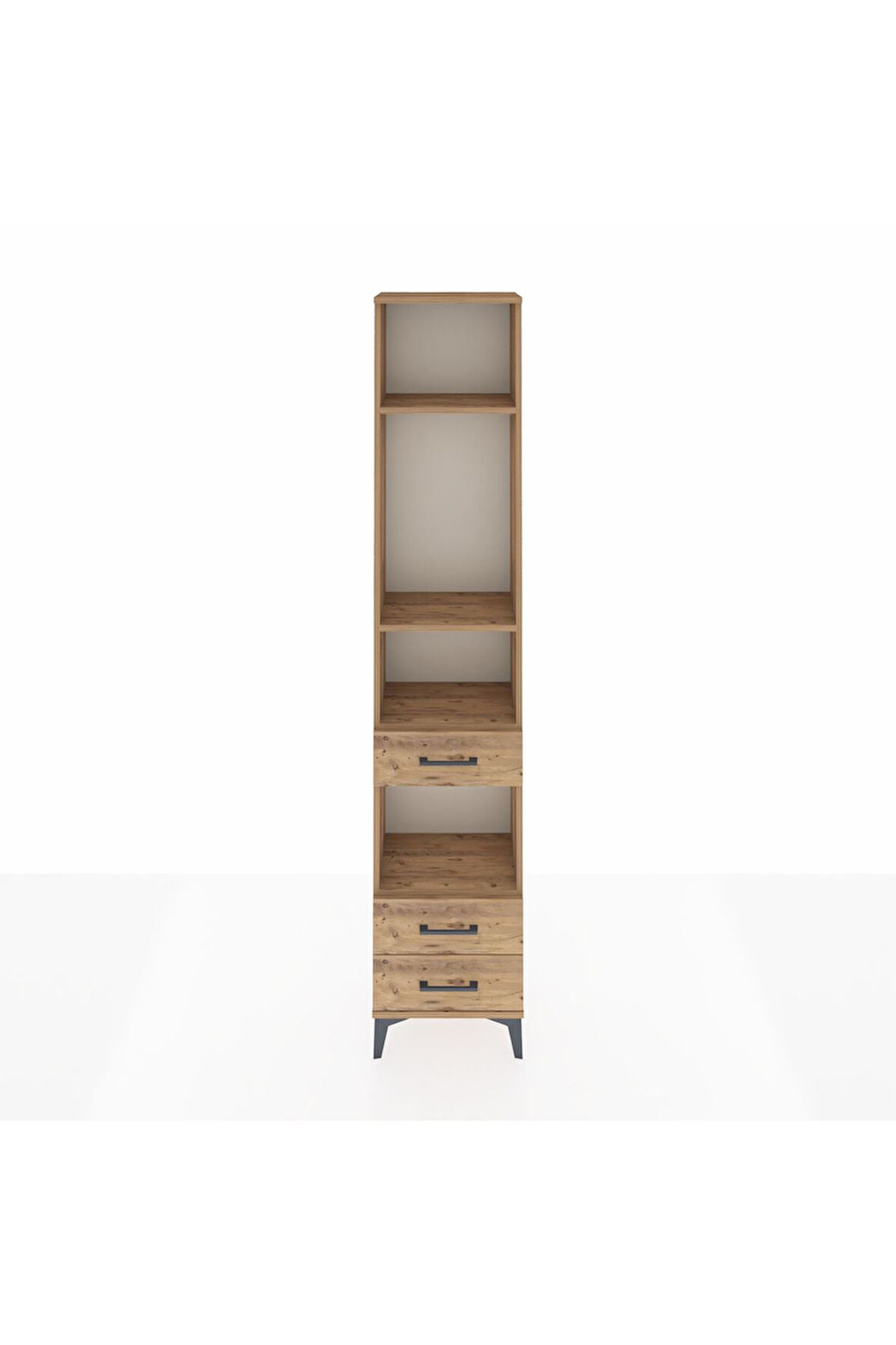 Arges Dolap 4 Raflı 3 Çekmeceli 44x30x221 Çam-Çam