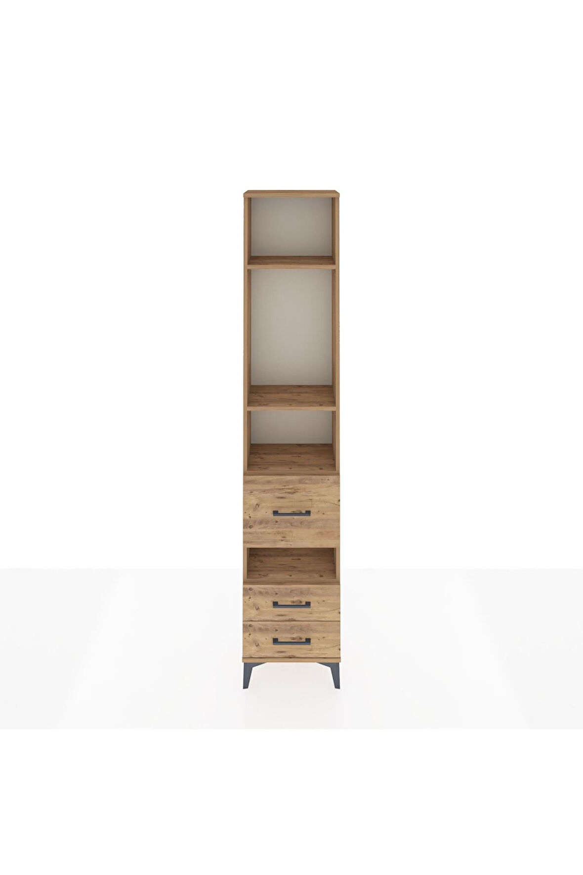 Arges Dolap 4 Raflı 3 Çekmeceli 44x30x221 Çam-Çam