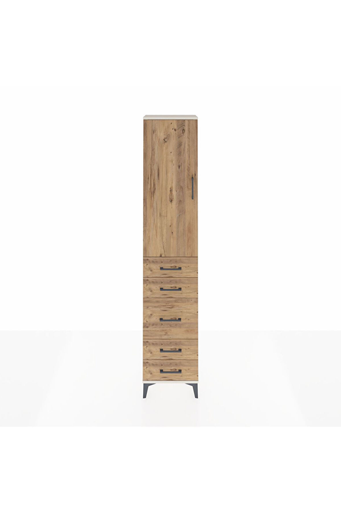 Arges Dolap 3 Raflı 5 Çekmeceli Tek Kapaklı 44x30x221 Aytaşı-Çam