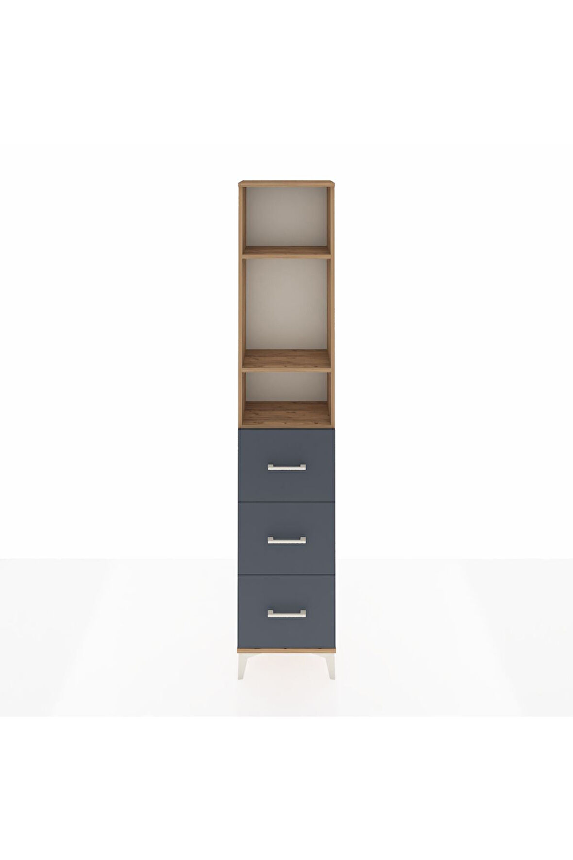 Arges Dolap 3 Raflı 3 Çekmeceli 44x30x221 Çam-Antrasit