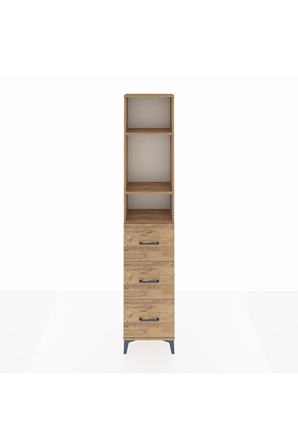 Arges Dolap 3 Raflı 3 Çekmeceli 44x30x221 Çam-Çam
