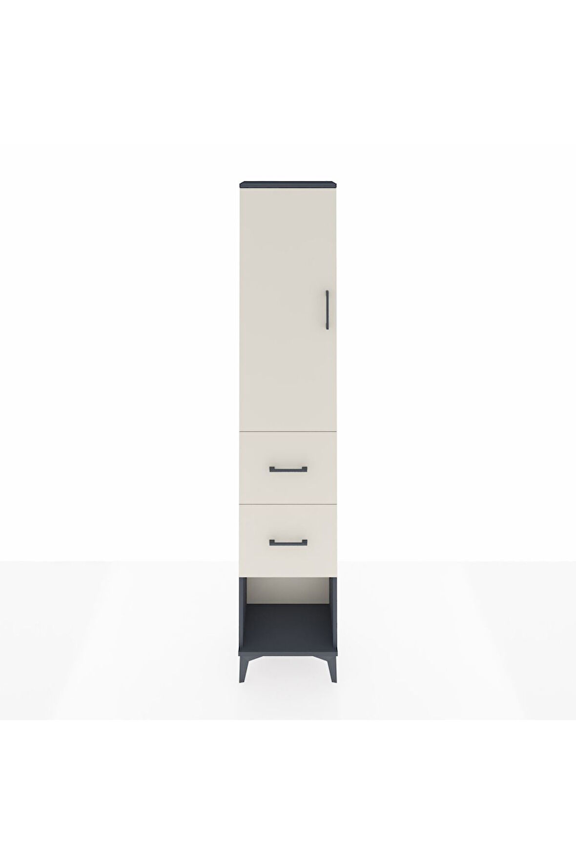 Arges Dolap 2 Raflı 2 Çekmeceli Tek Askılı 44x30x221 Antrasit-Aytaşı