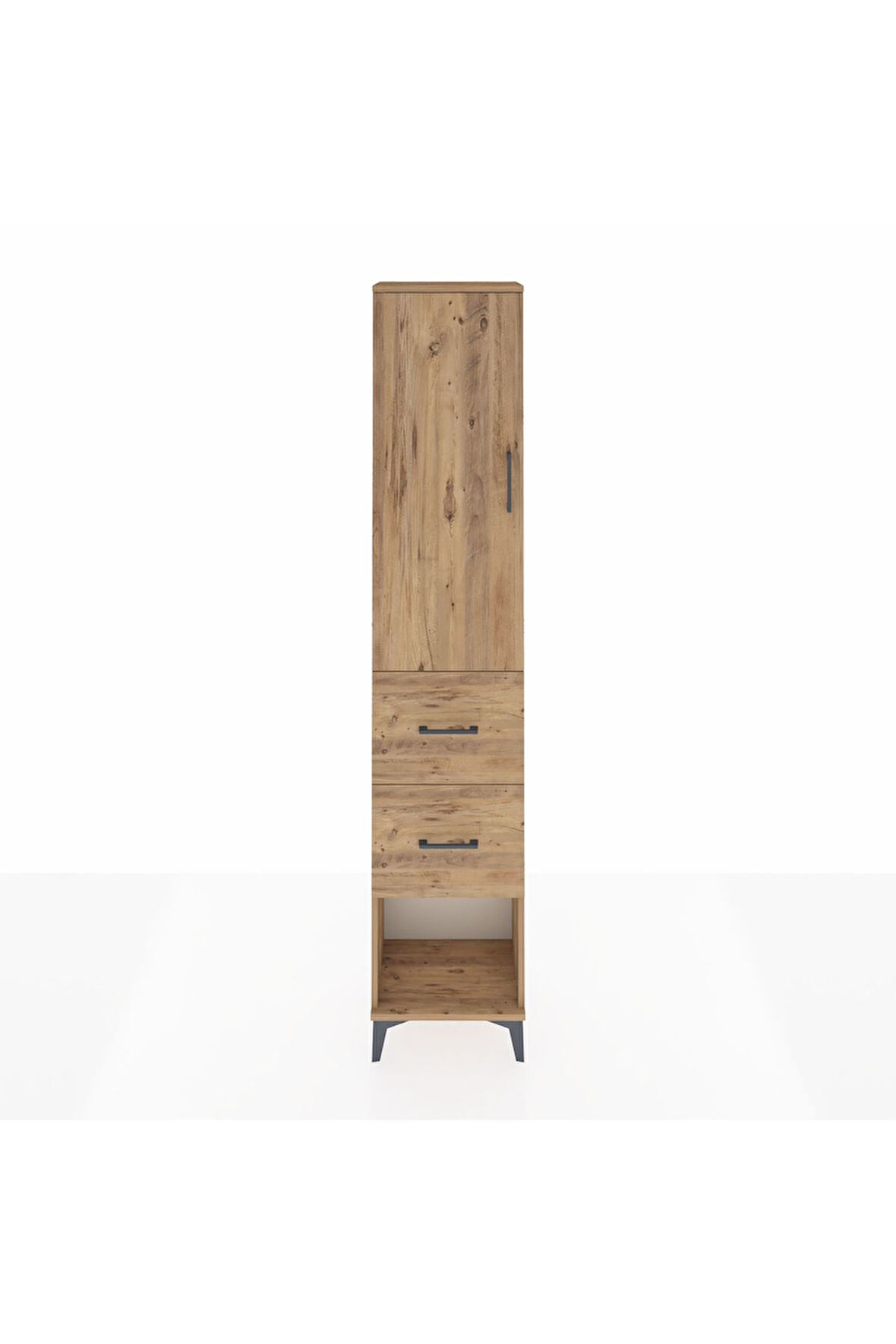 Arges Dolap 2 Raflı 2 Çekmeceli Tek Askılı 44x30x221 Çam-Çam