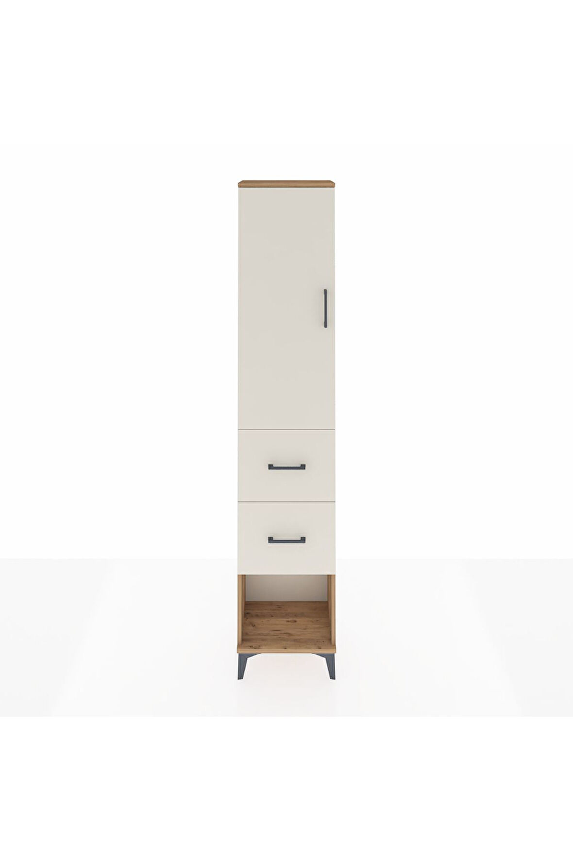 Arges Dolap 3 Raflı 2 Çekmeceli Tek Kapaklı 44x30x221 Çam-Aytaşı