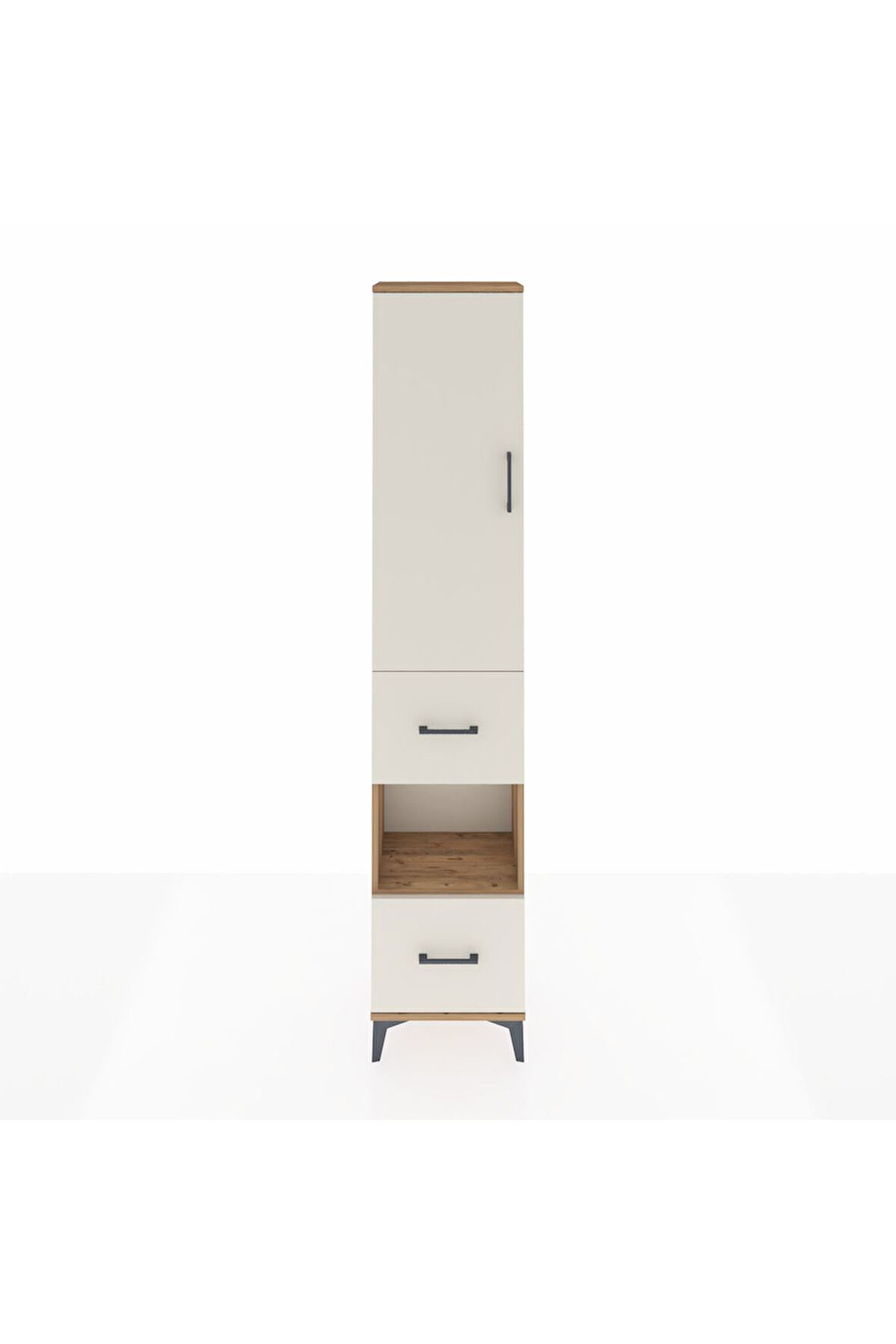 Arges Dolap 3 Raflı 2 Çekmeceli Tek Askılı 44x30x221 Çam-Aytaşı