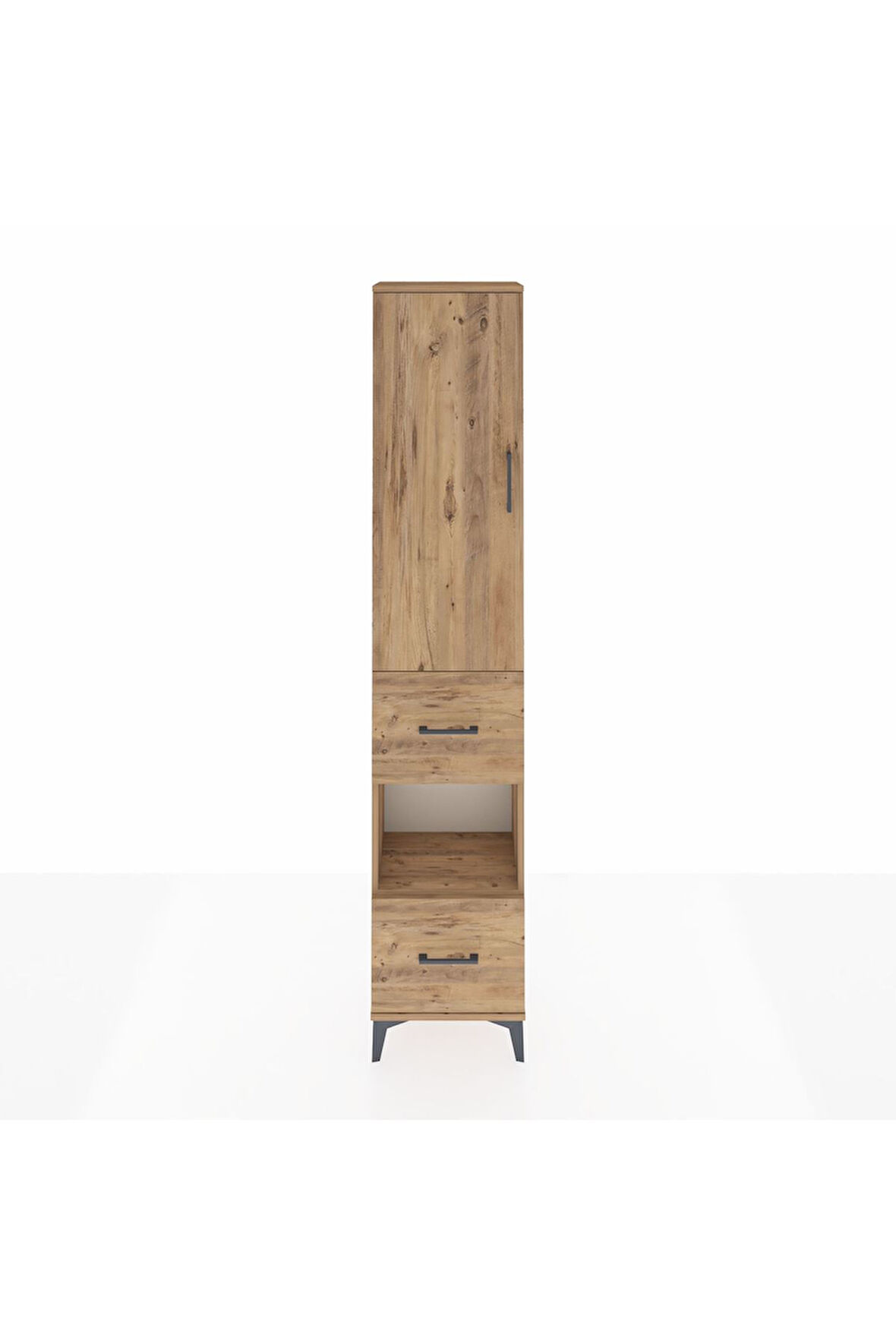 Arges Dolap 3 Raflı 2 Çekmeceli Tek Askılı 44x30x221 Çam-Çam
