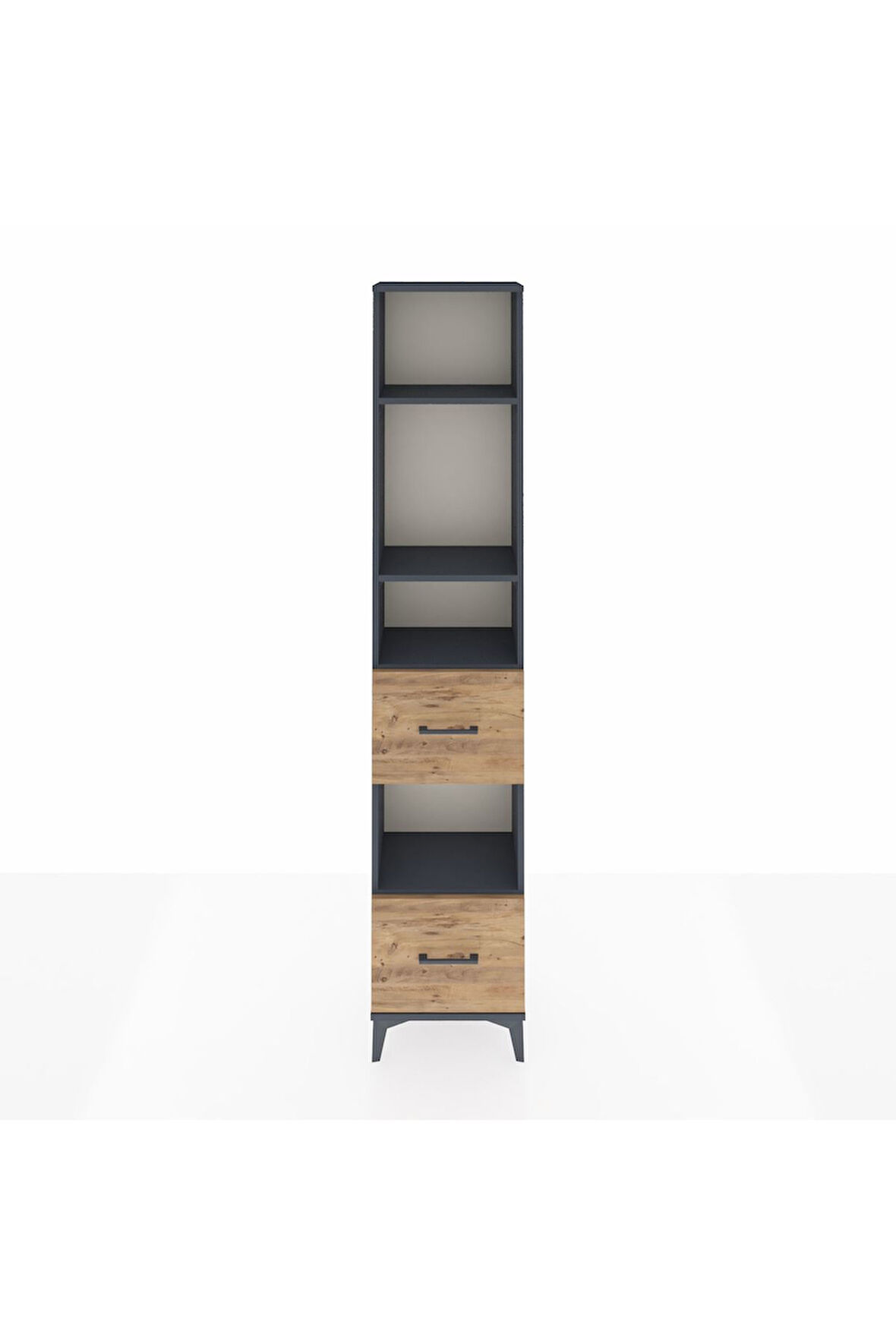 Arges Dolap 4 Raflı 2 Çekmeceli 44x30x221 Antrasit-Çam