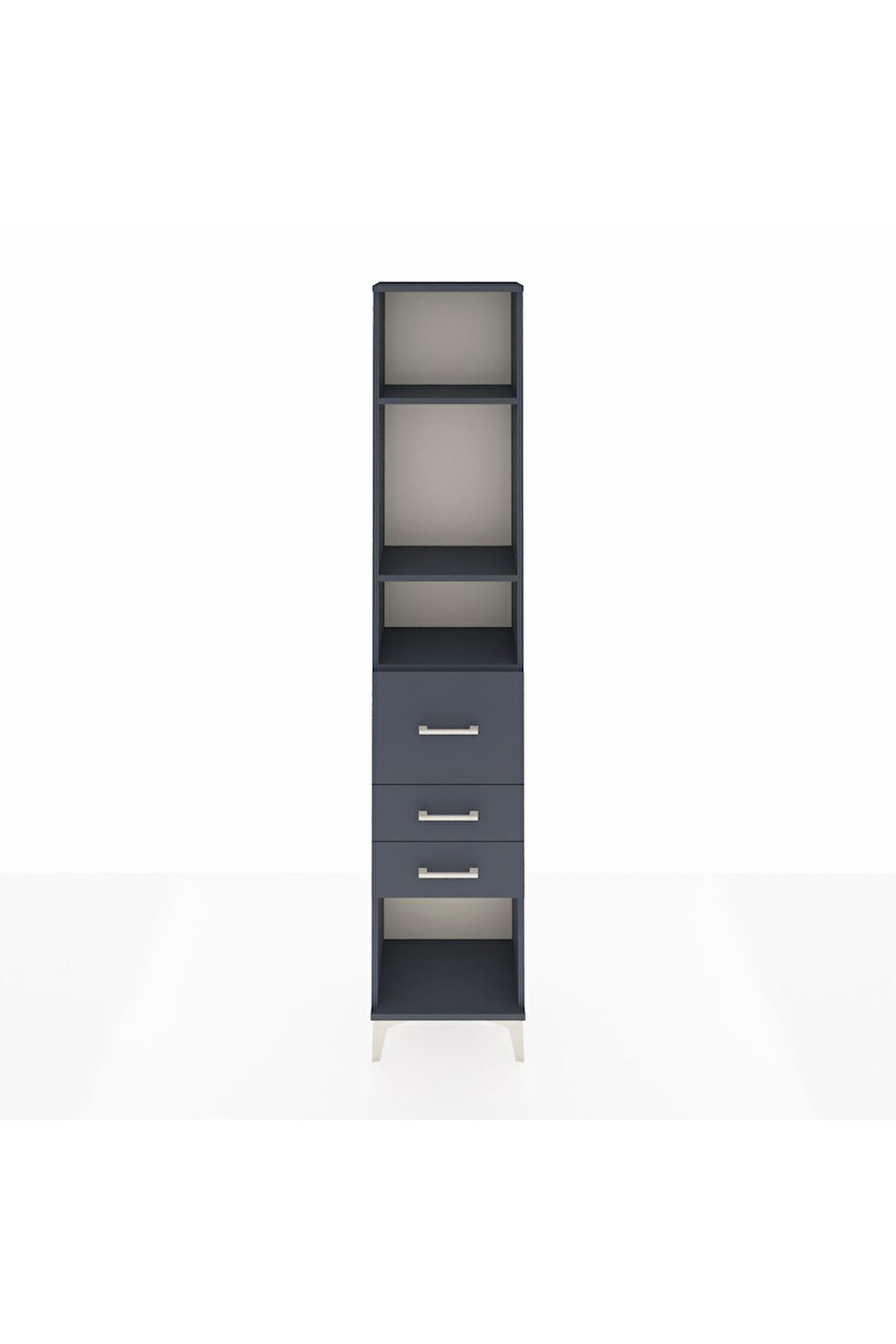 Arges Dolap 3 Raflı 3 Çekmeceli 44x30x221 Antrasit-Antrasit