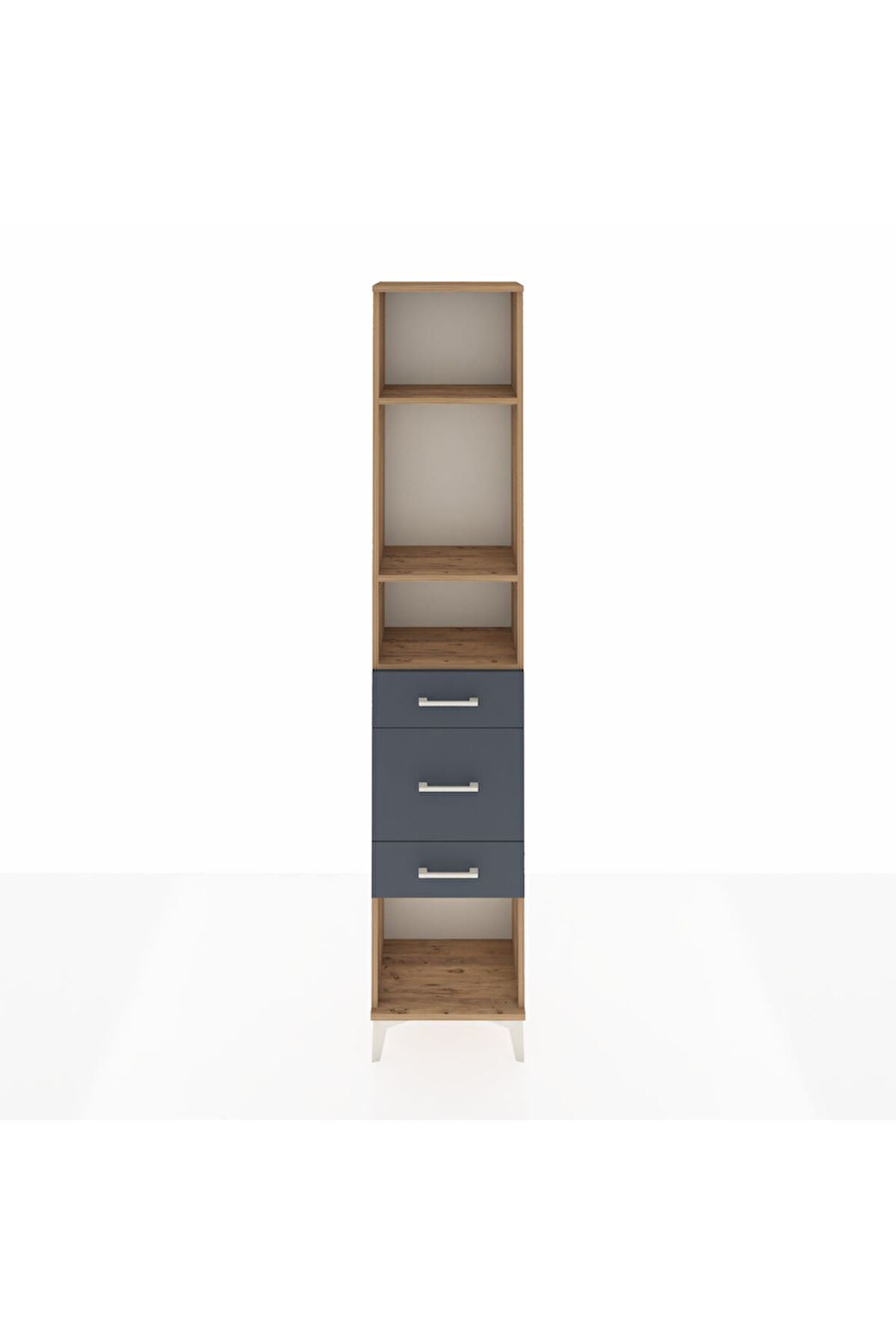 Arges Dolap 3 Raflı 3 Çekmeceli 44x30x221 Çam-Antrasit