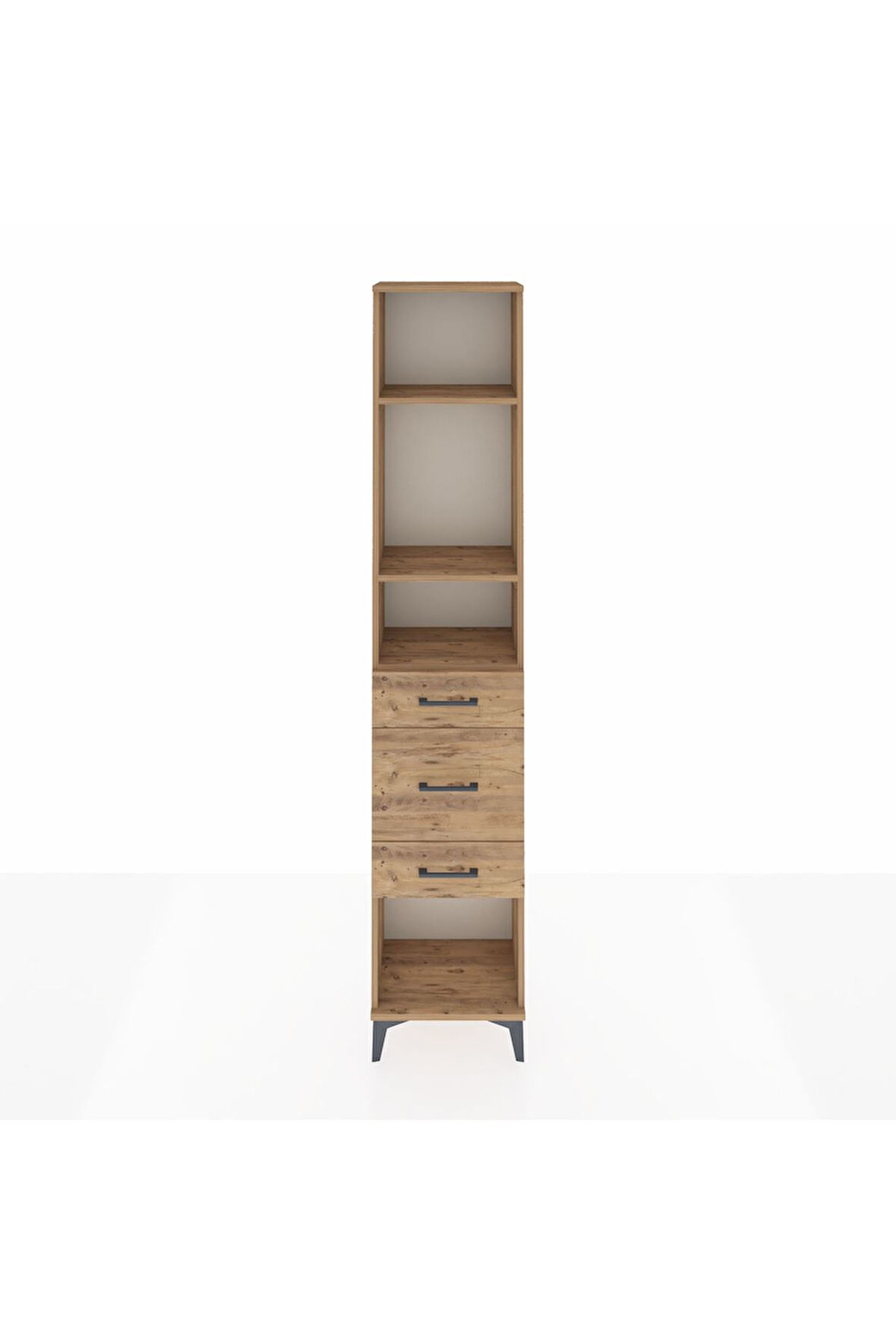 Arges Dolap 3 Raflı 3 Çekmeceli 44x30x221 Çam-Çam