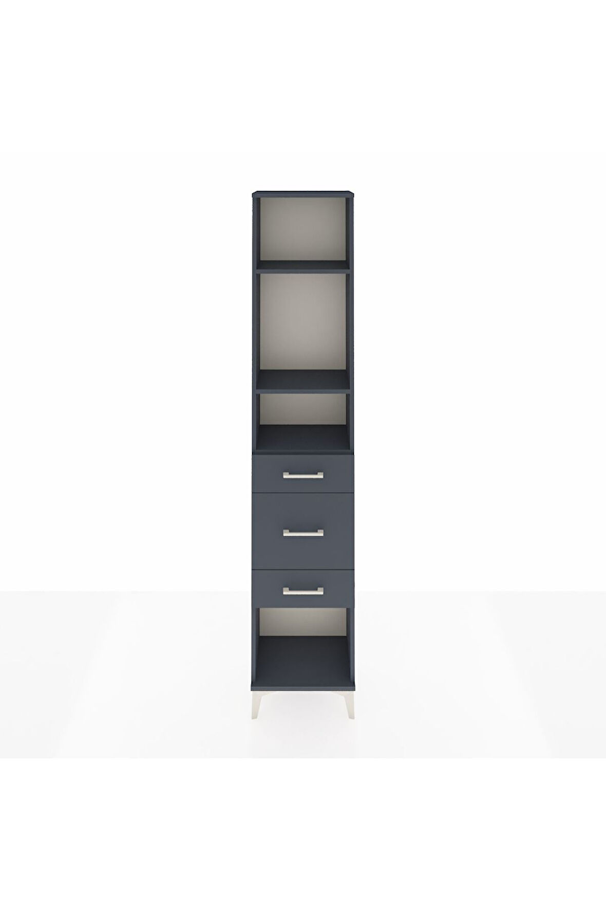 Arges Dolap 3 Raflı 3 Çekmeceli 44x30x221 Antrasit-Antrasit