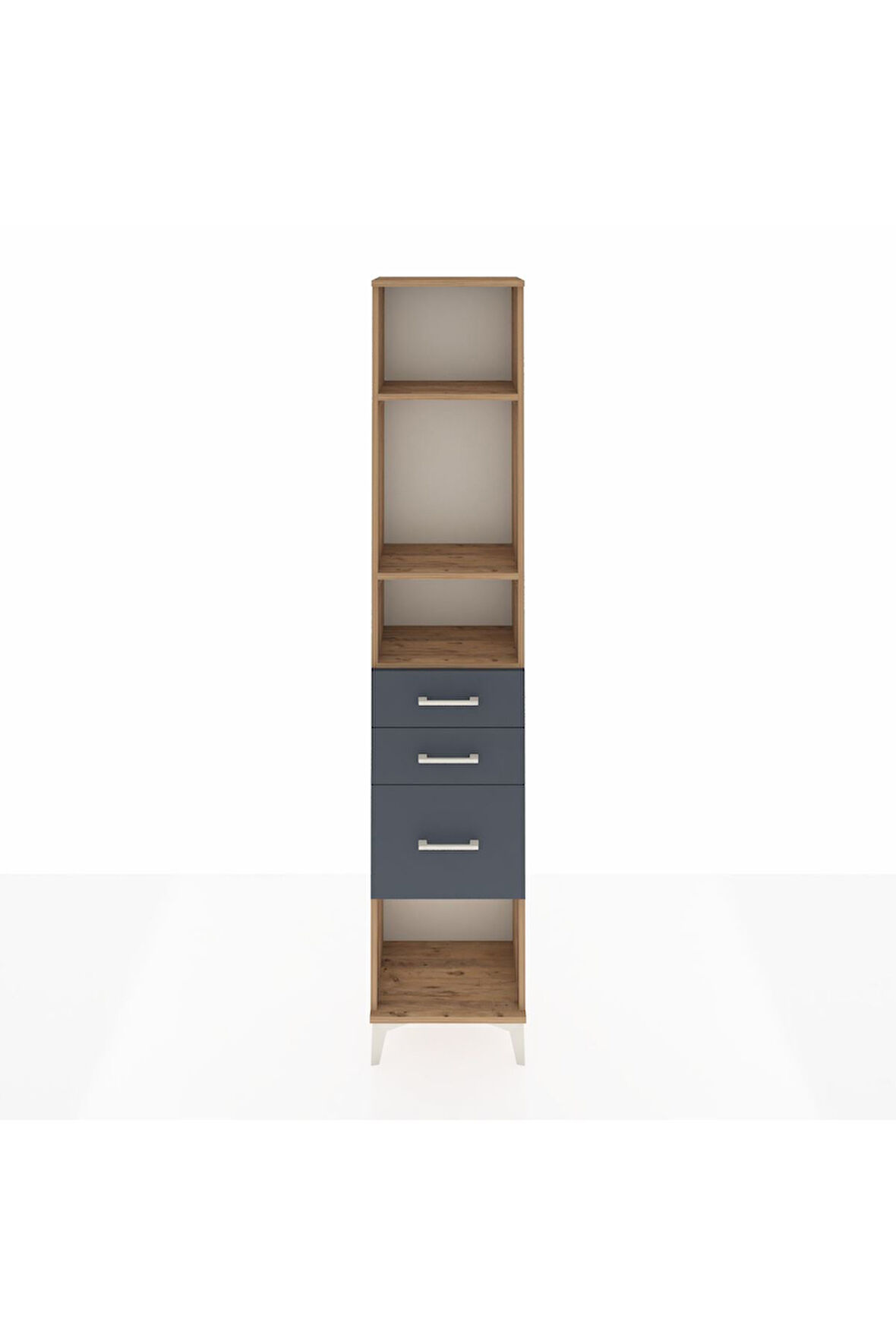 Arges Dolap 3 Raflı 3 Çekmeceli 44x30x221 Çam-Antrasit