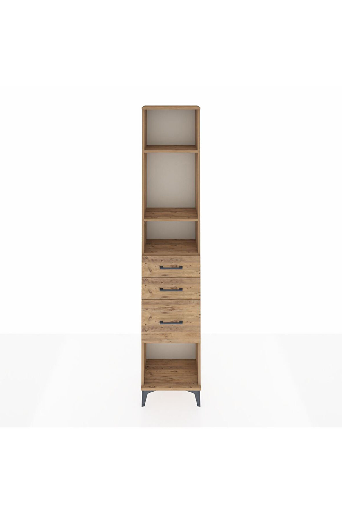 Arges Dolap 3 Raflı 3 Çekmeceli 44x30x221 Çam-Çam