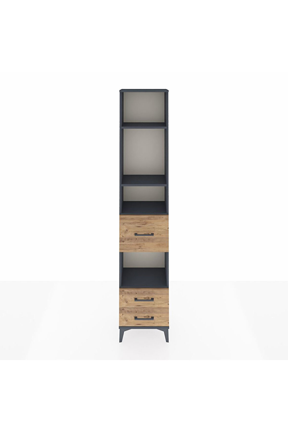 Arges Dolap 4 Raflı 3 Çekmeceli 44x30x221 Antrasit-Çam