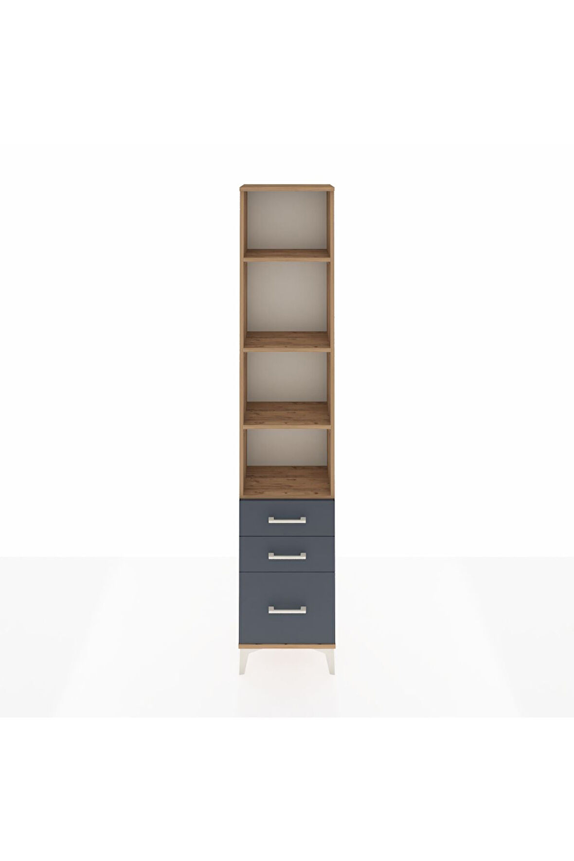 Arges Dolap 4 Raflı 3 Çekmeceli 44x30x221 Çam-Antrasit