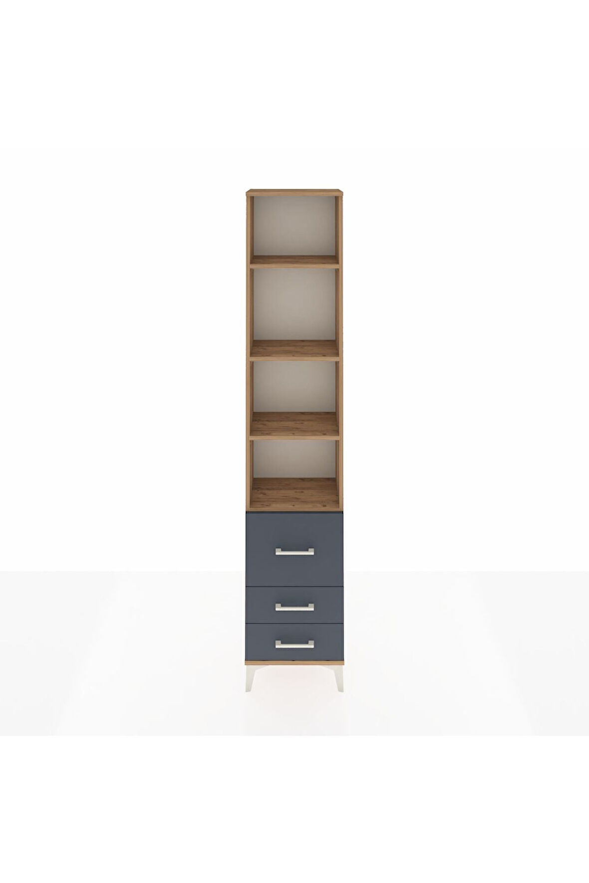 Arges Dolap 4 Raflı 3 Çekmeceli 44x30x221 Çam-Antrasit
