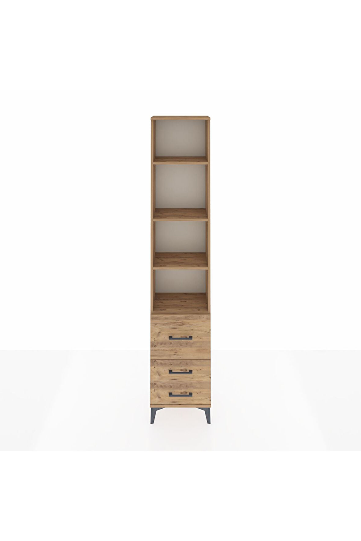 Arges Dolap 4 Raflı 3 Çekmeceli 44x30x221 Çam-Çam