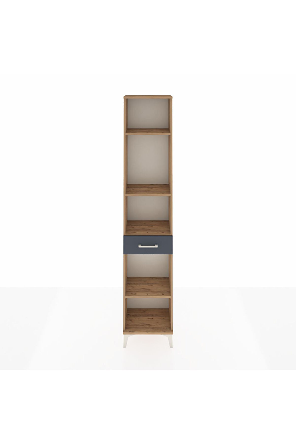 Arges Dolap 4 Raflı Tek Çekmeceli 44x30x221 Çam-Antrasit