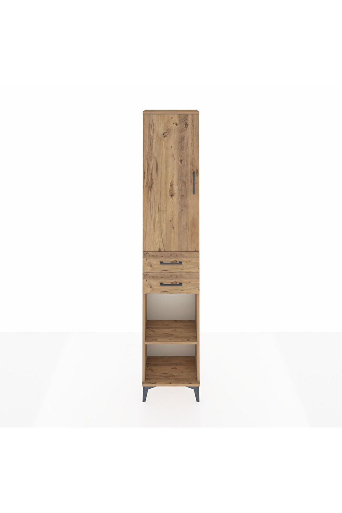 Arges Dolap 3 Raflı 2 Çekmeceli Tek Askılı 44x30x221 Çam-Çam