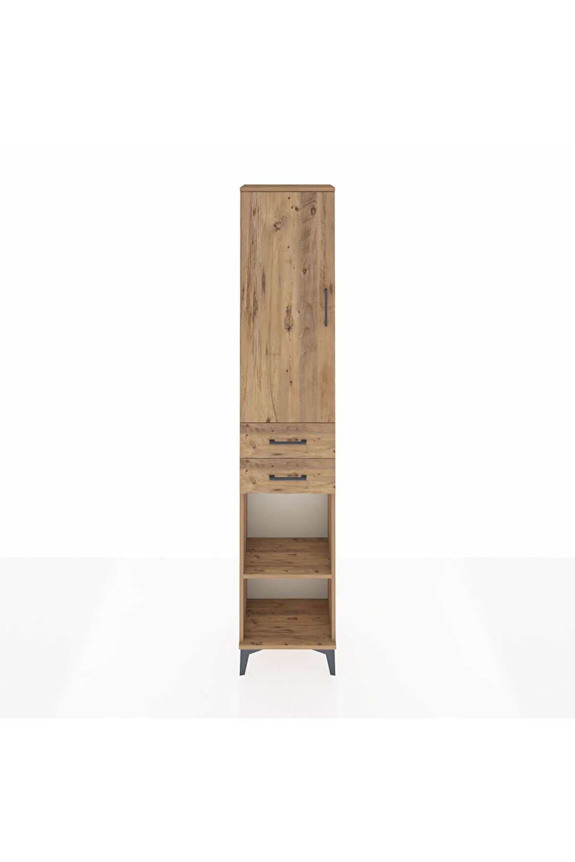 Arges Dolap 4 Raflı 2 Çekmeceli Tek Kapaklı 44x30x221 Çam-Çam