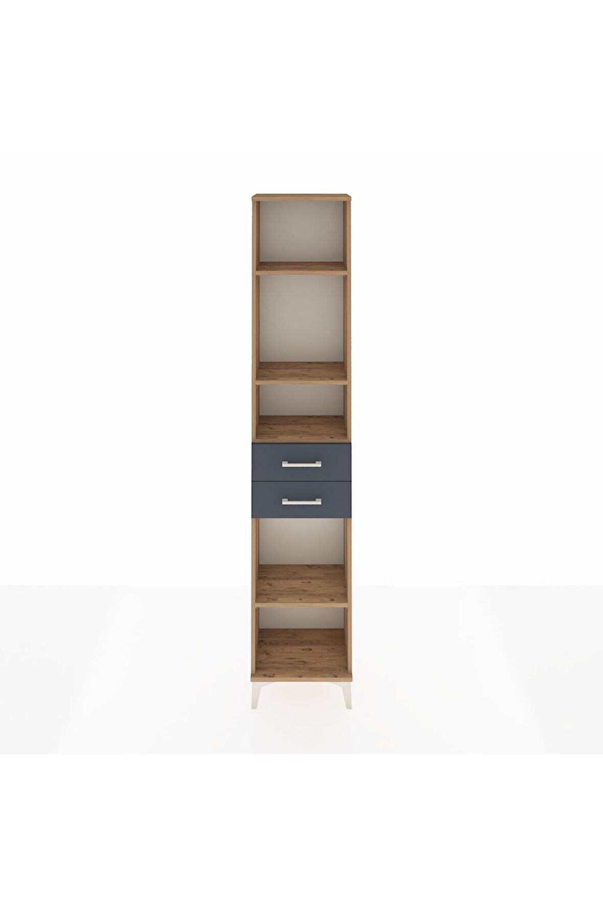 Arges Dolap 4 Raflı 2 Çekmeceli 44x30x221 Çam-Antrasit