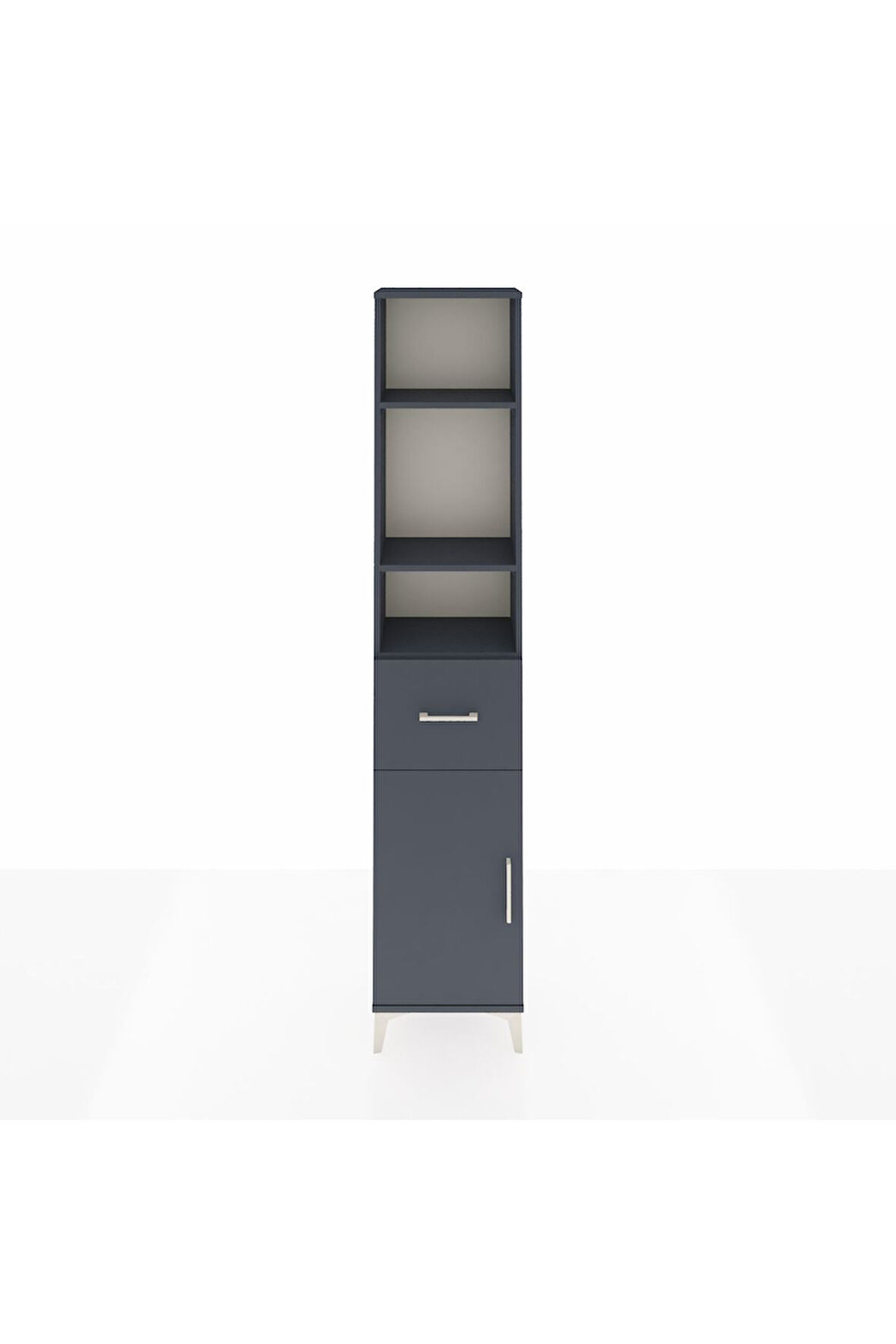 Arges Dolap 4 Raflı Tek Çekmeceli Tek Kapaklı 44x30x221 Antrasit-Antrasit