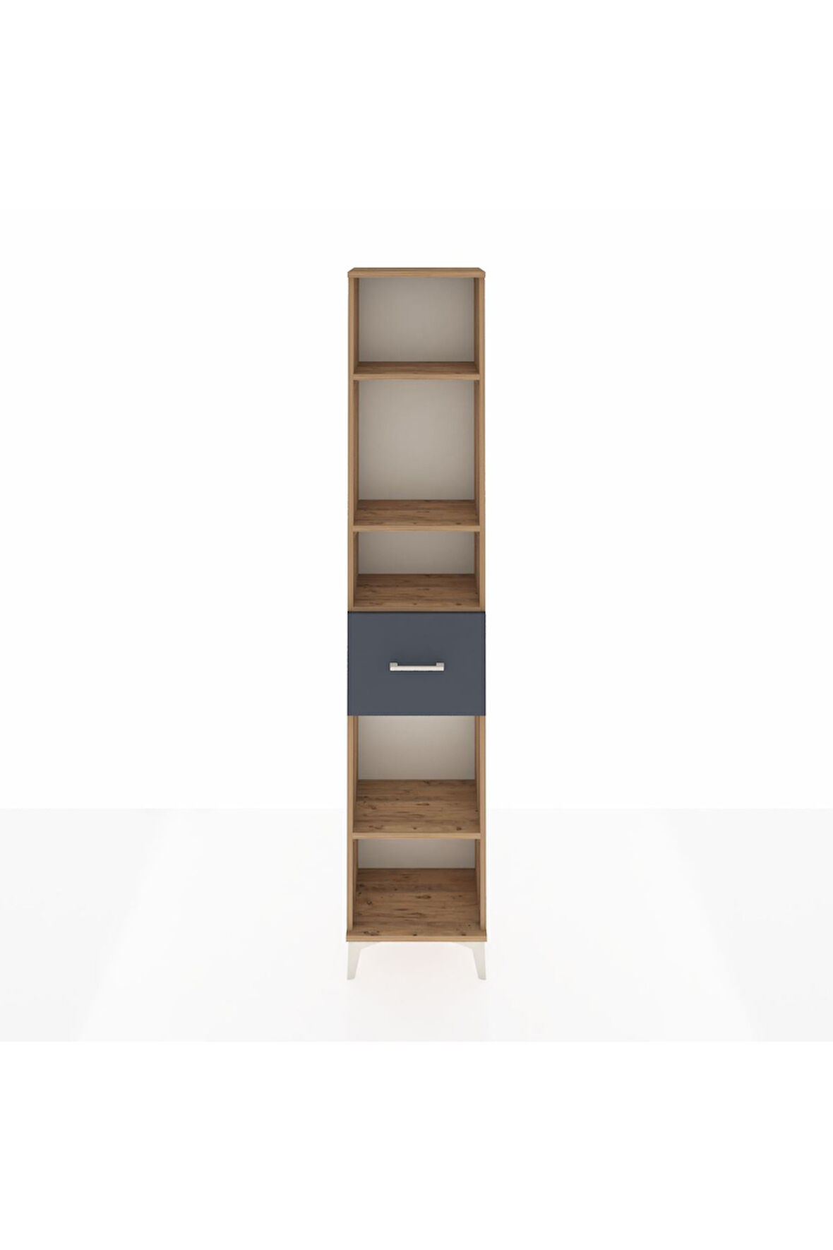 Arges Dolap 4 Raflı Tek Çekmeceli 44x30x221 Çam-Antrasit