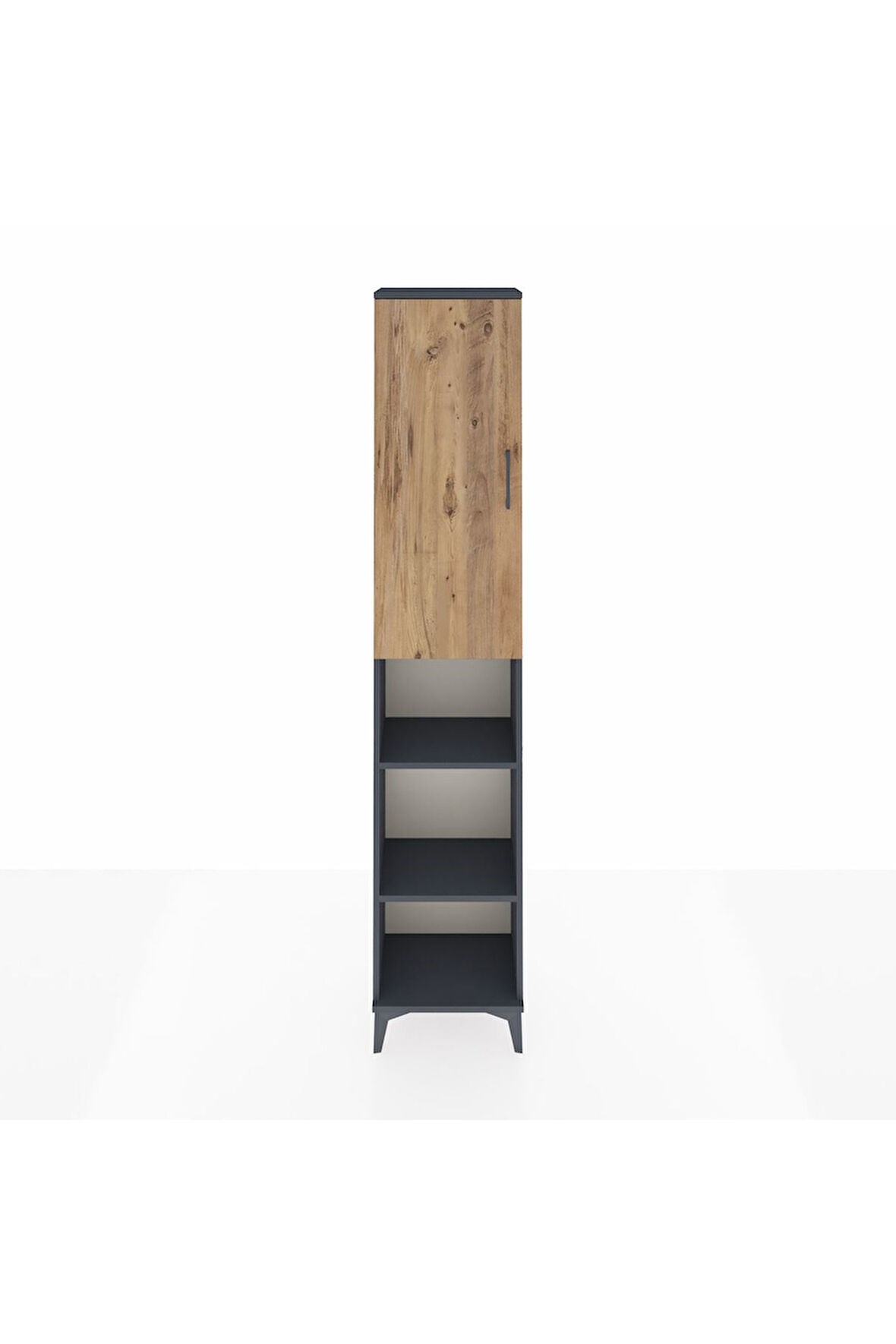 Arges Dolap 4 Raflı Tek Kapaklı Tek Askılı 44x30x221 Antrasit-Çam