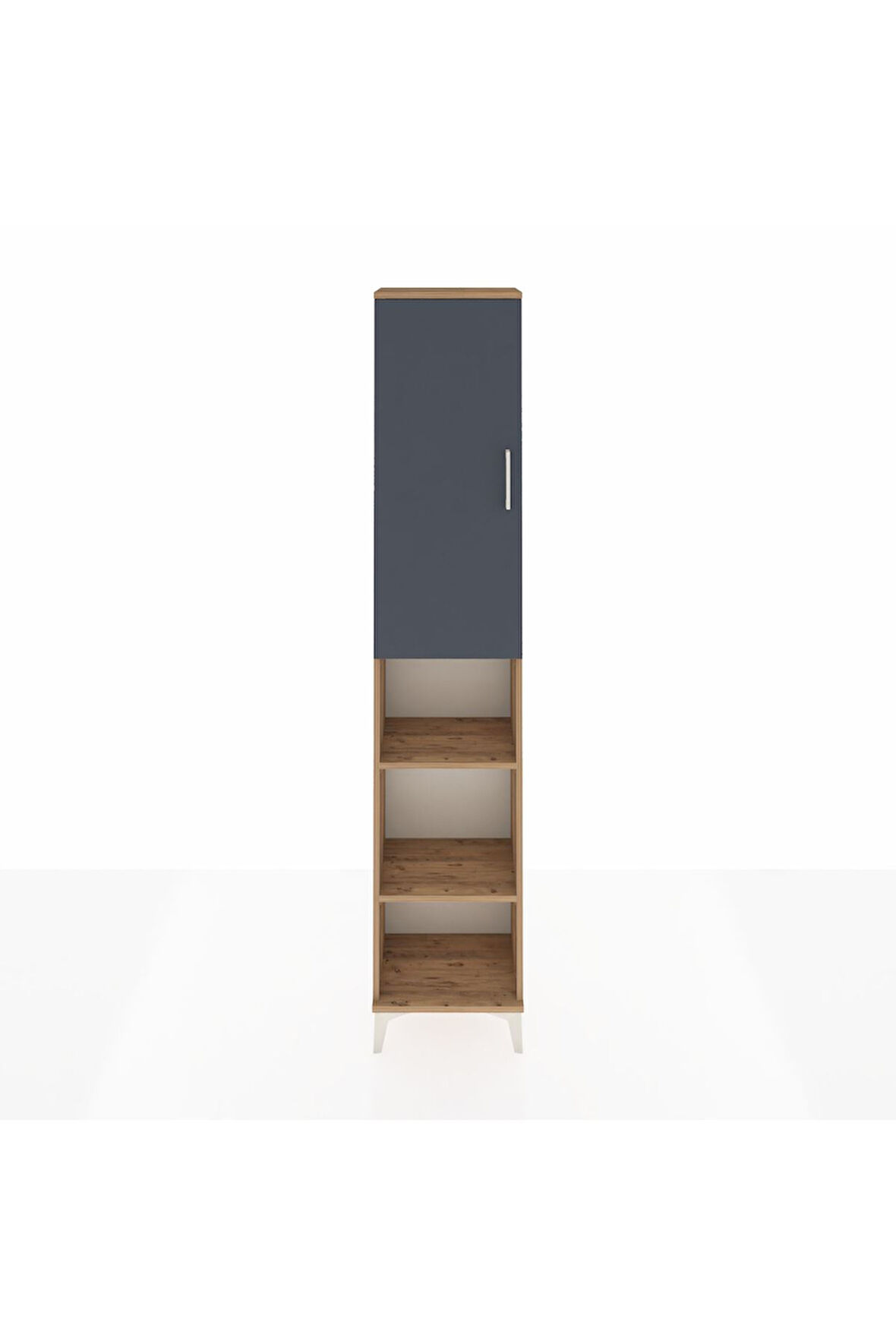 Arges Dolap 4 Raflı Tek Kapaklı Tek Askılı 44x30x221 Çam-Antrasit