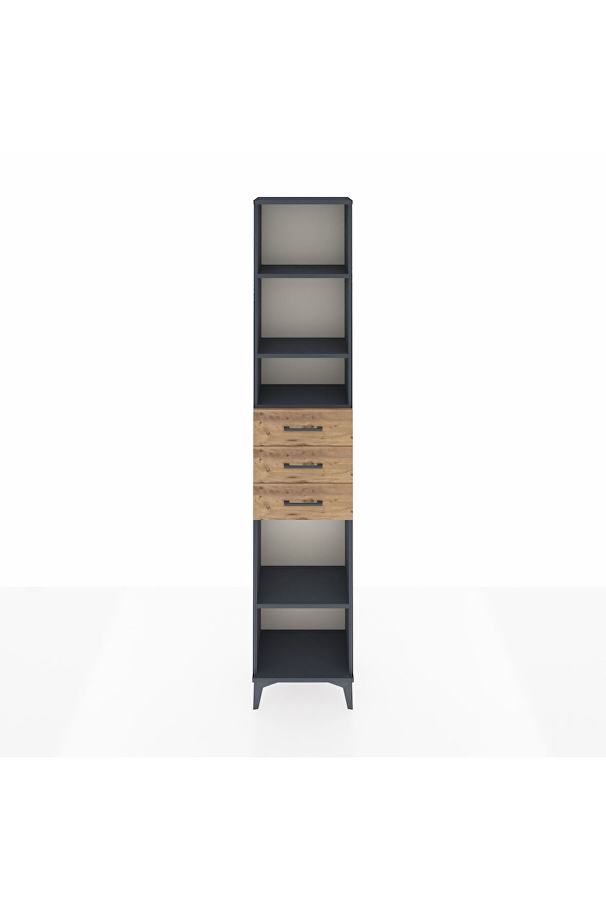 Arges Dolap 4 Raflı 3 Çekmeceli 44x30x221 Antrasit-Çam