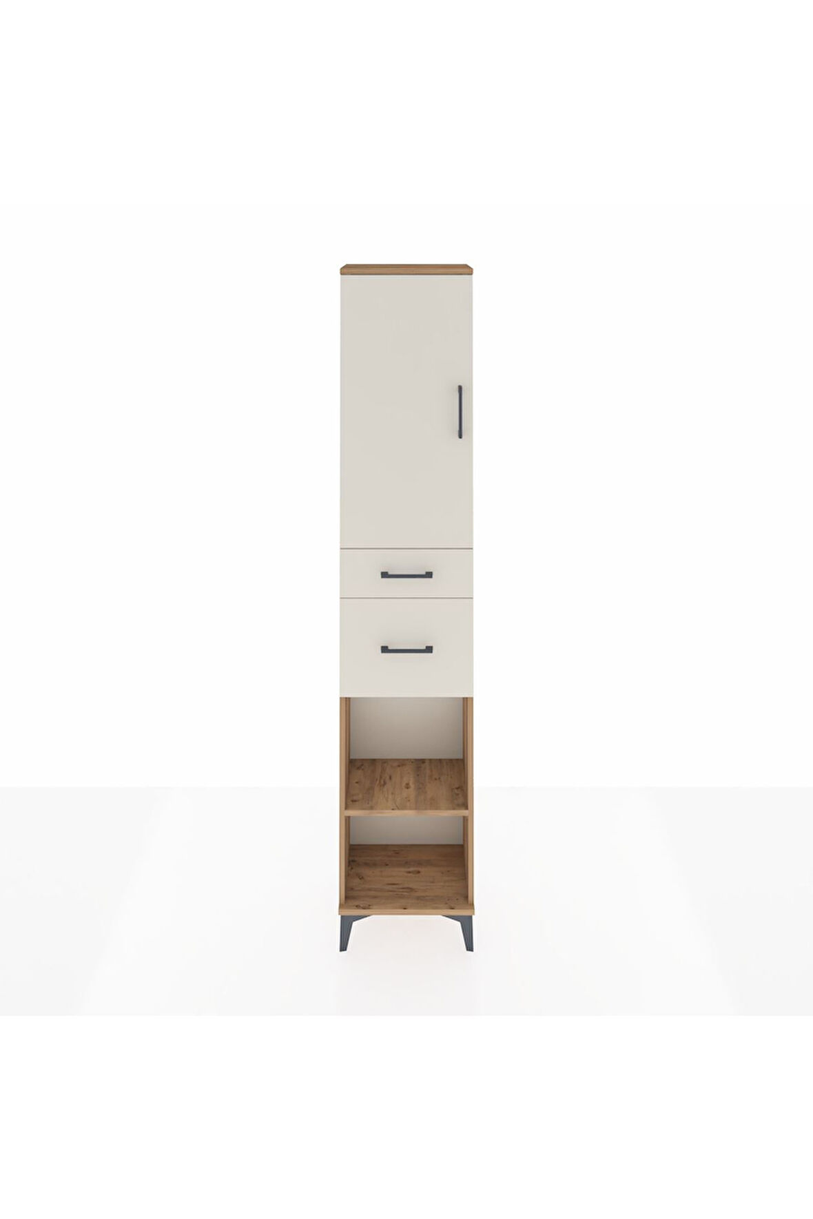 Arges Dolap 4 Raflı 2 Çekmeceli Tek Kapaklı 44x30x221 Çam-Aytaşı