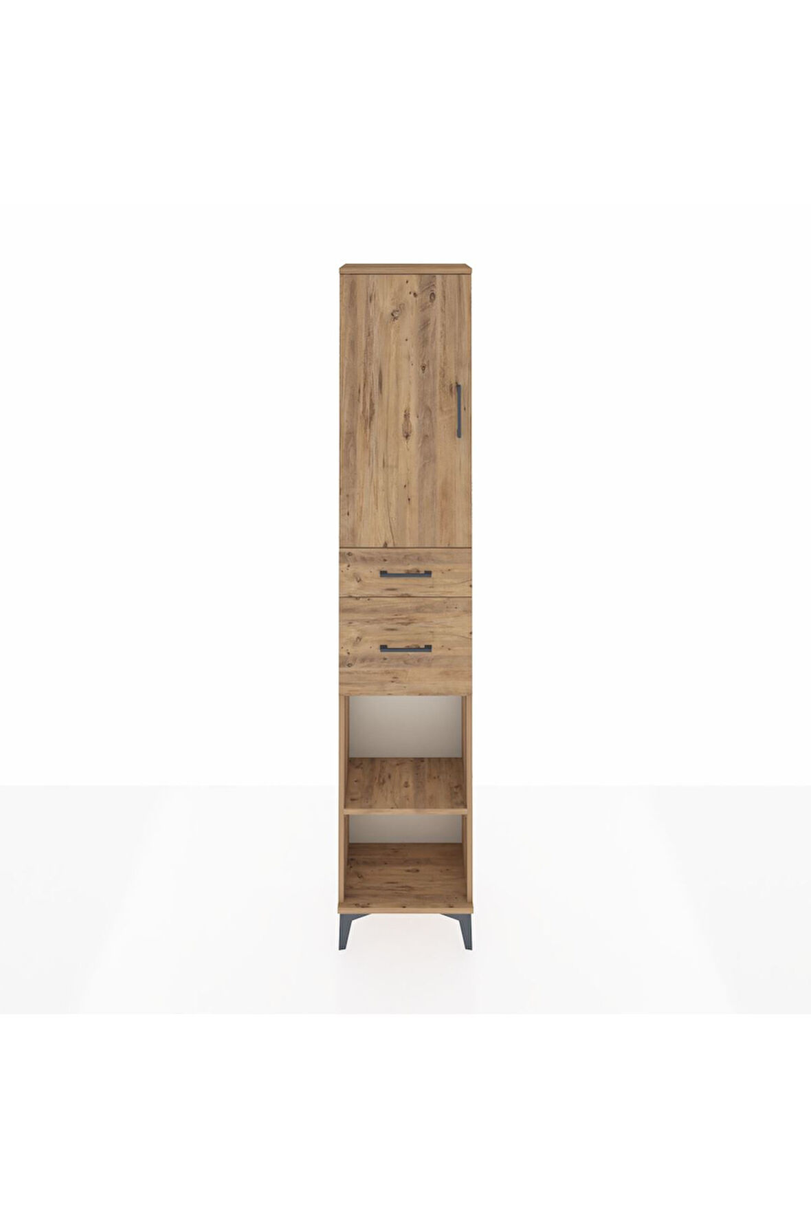 Arges Dolap 4 Raflı 2 Çekmeceli Tek Kapaklı 44x30x221 Çam-Çam