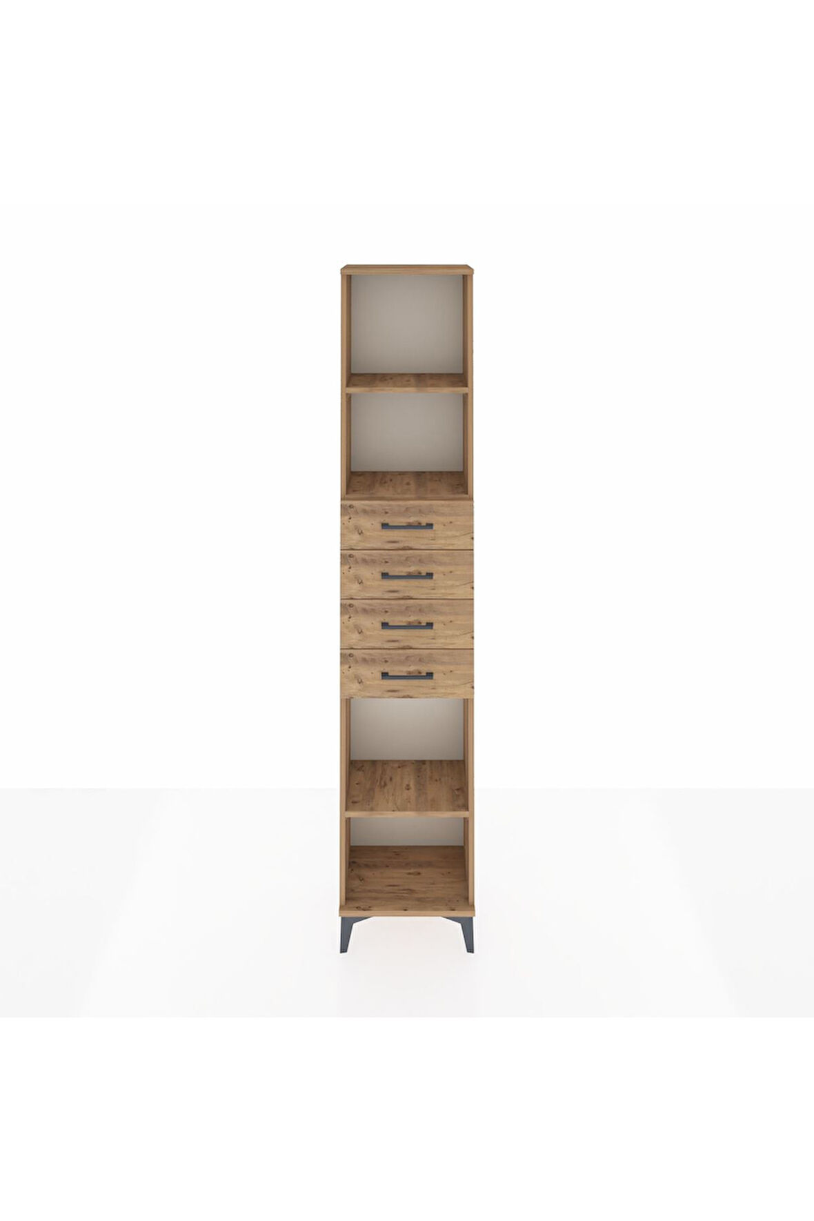Arges Dolap 3 Raflı 4 Çekmeceli 44x30x221 Çam-Çam