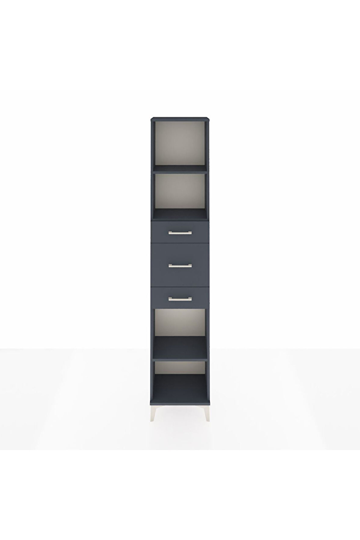 Arges Dolap 3 Raflı 3 Çekmeceli 44x30x221 Antrasit-Antrasit