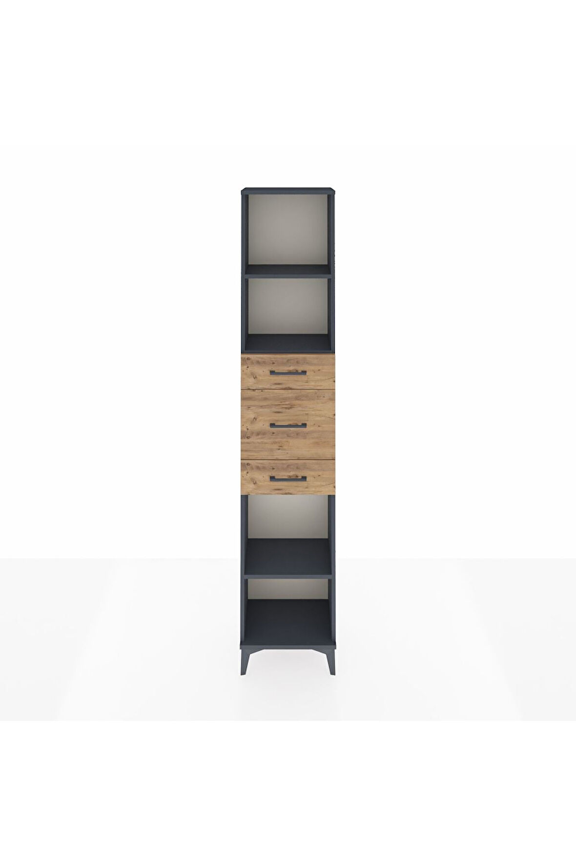 Arges Dolap 3 Raflı 3 Çekmeceli 44x30x221 Antrasit-Çam