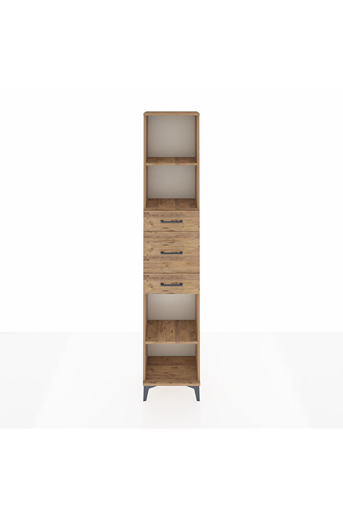 Arges Dolap 3 Raflı 3 Çekmeceli 44x30x221 Çam-Çam