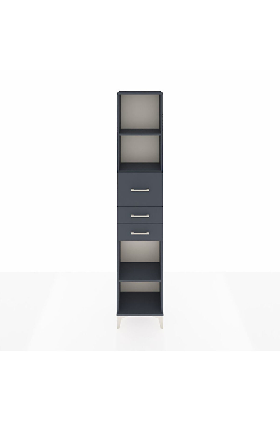 Arges Dolap 3 Raflı 3 Çekmeceli 44x30x221 Antrasit-Antrasit