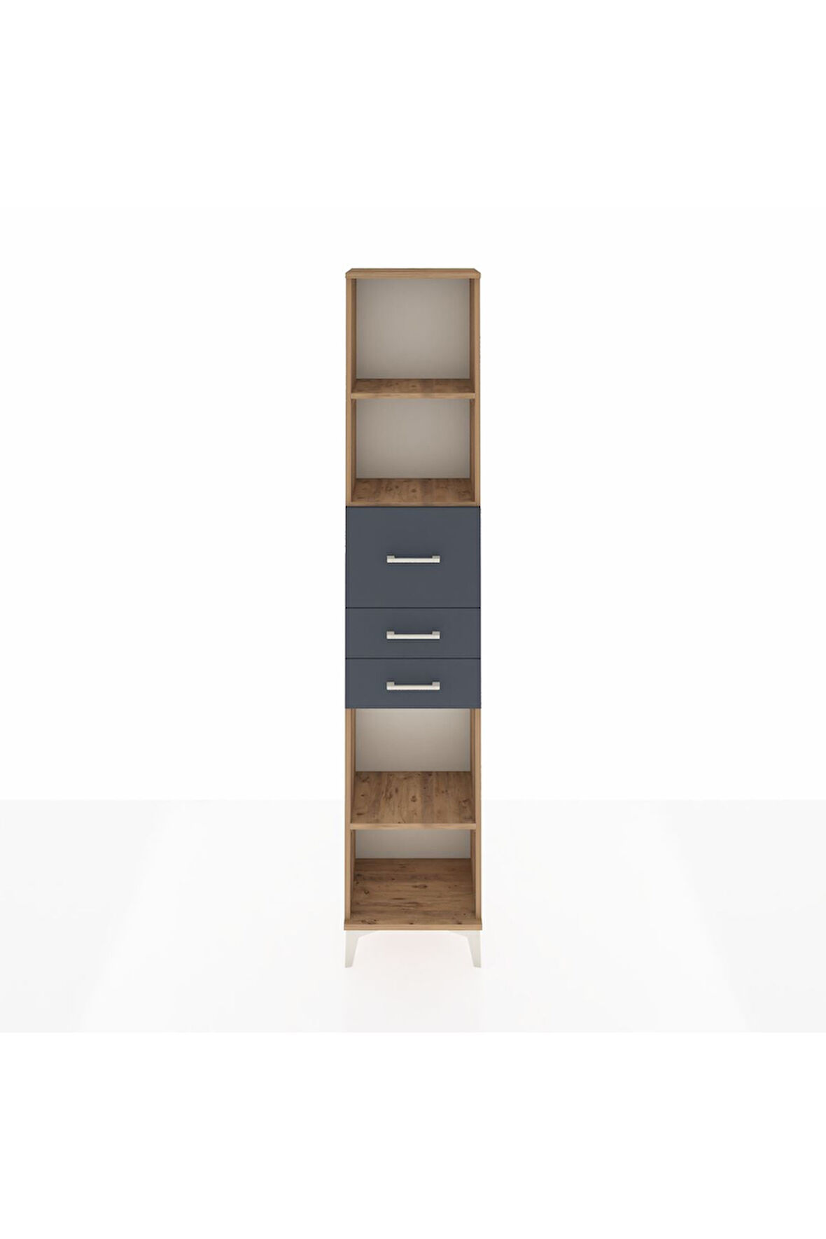 Arges Dolap 3 Raflı 3 Çekmeceli 44x30x221 Çam-Antrasit