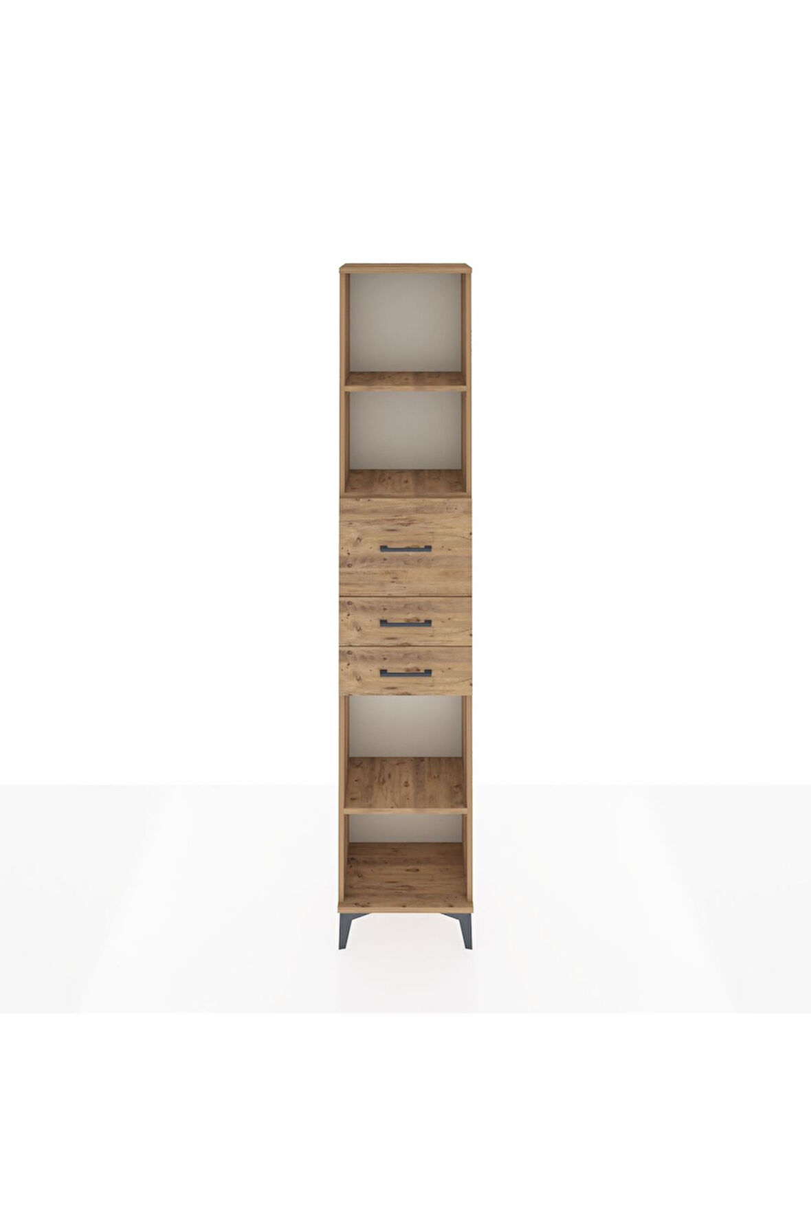 Arges Dolap 3 Raflı 3 Çekmeceli 44x30x221 Çam-Çam