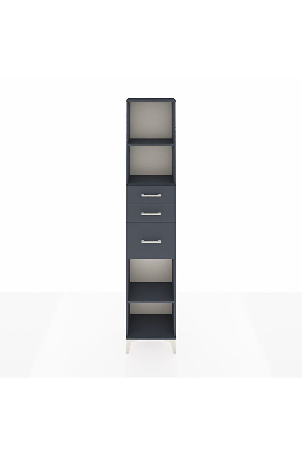 Arges Dolap 3 Raflı 3 Çekmeceli 44x30x221 Antrasit-Antrasit