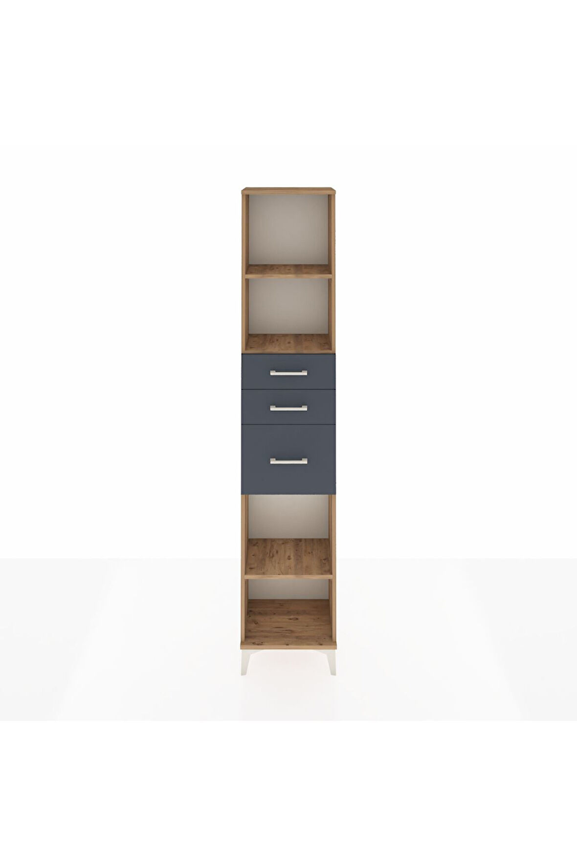 Arges Dolap 3 Raflı 3 Çekmeceli 44x30x221 Çam-Antrasit