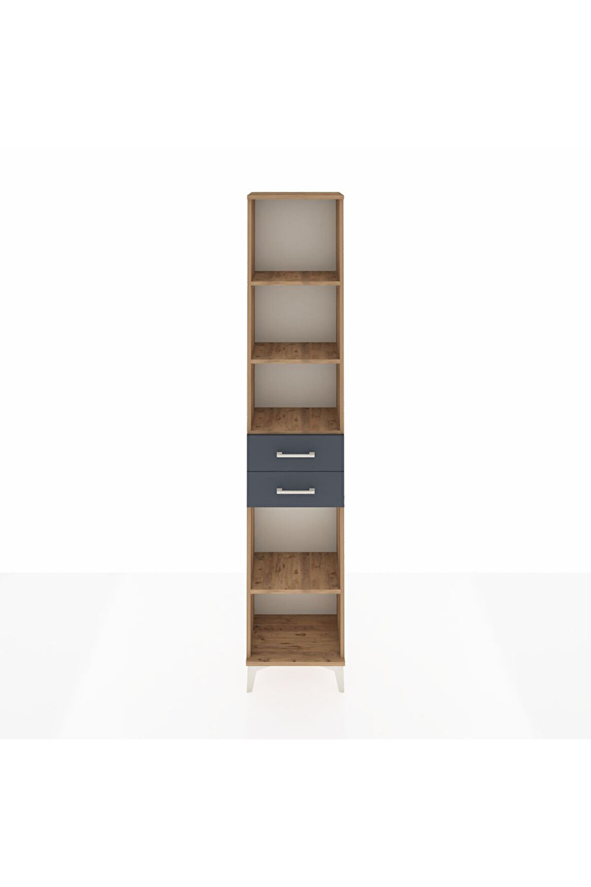 Arges Dolap 4 Raflı 3 Çekmeceli 44x30x221 Çam-Antrasit