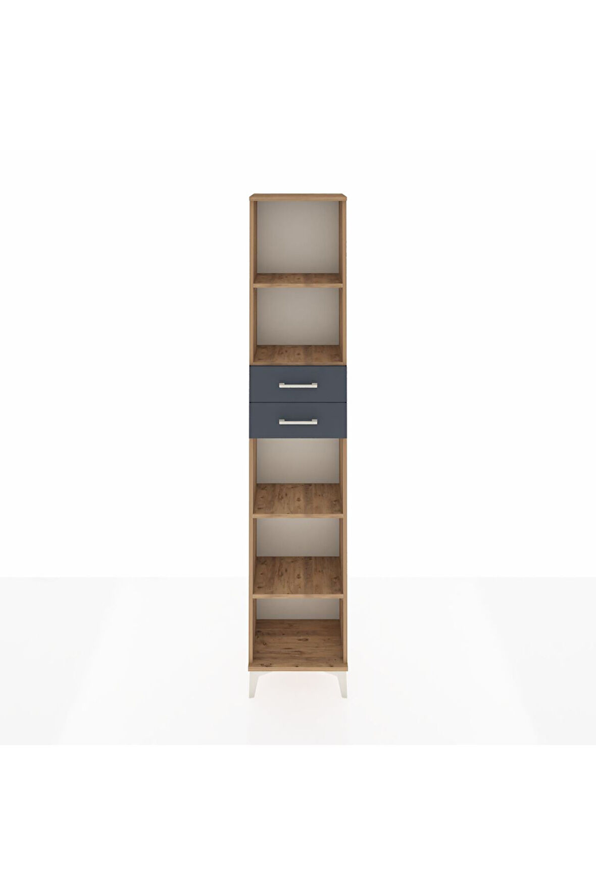 Arges Dolap 4 Raflı 2 Çekmeceli 44x30x221 Çam-Antrasit