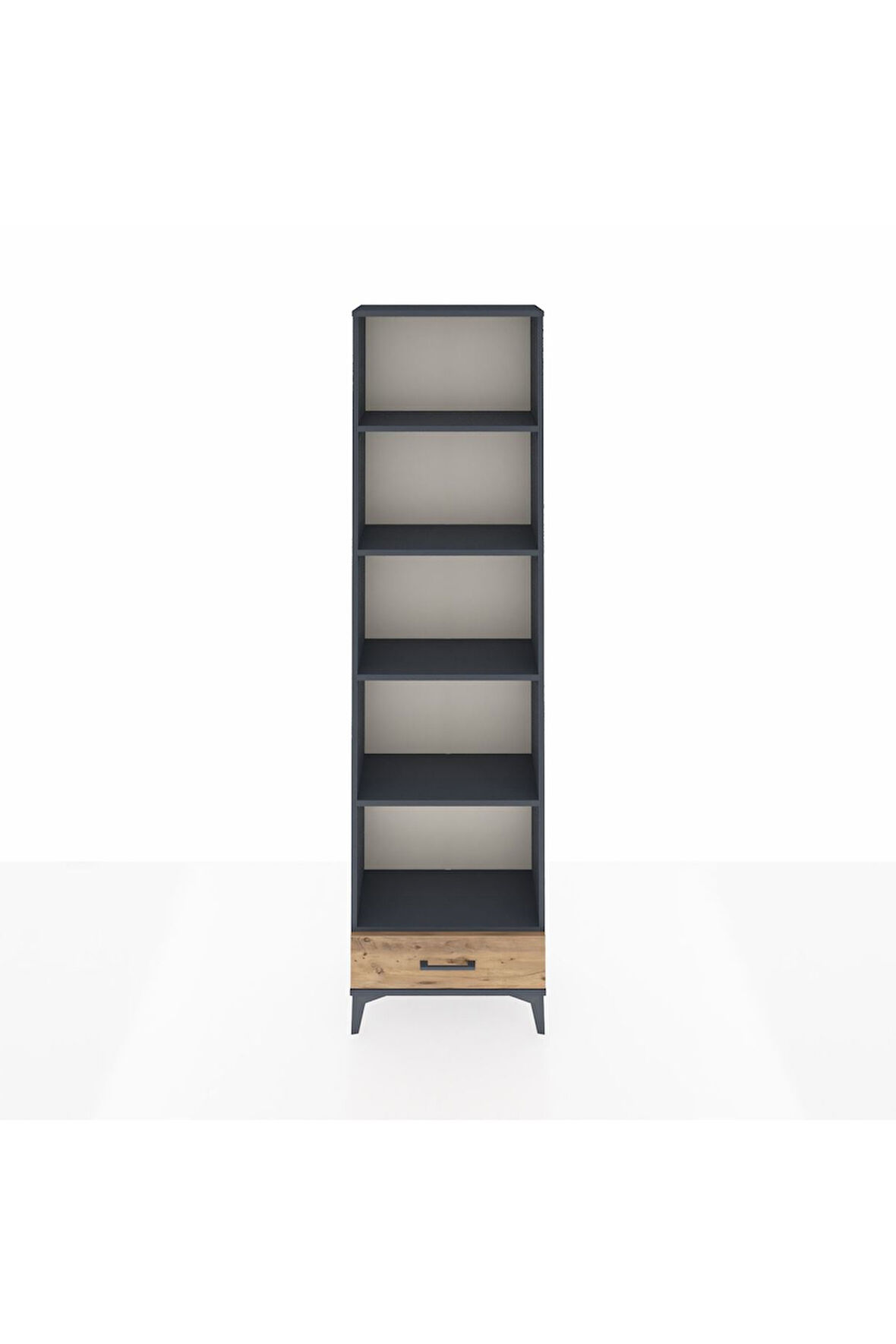 Arges Dolap 5 Raflı Tek Çekmeceli 60x30x221 Antrasit-Çam