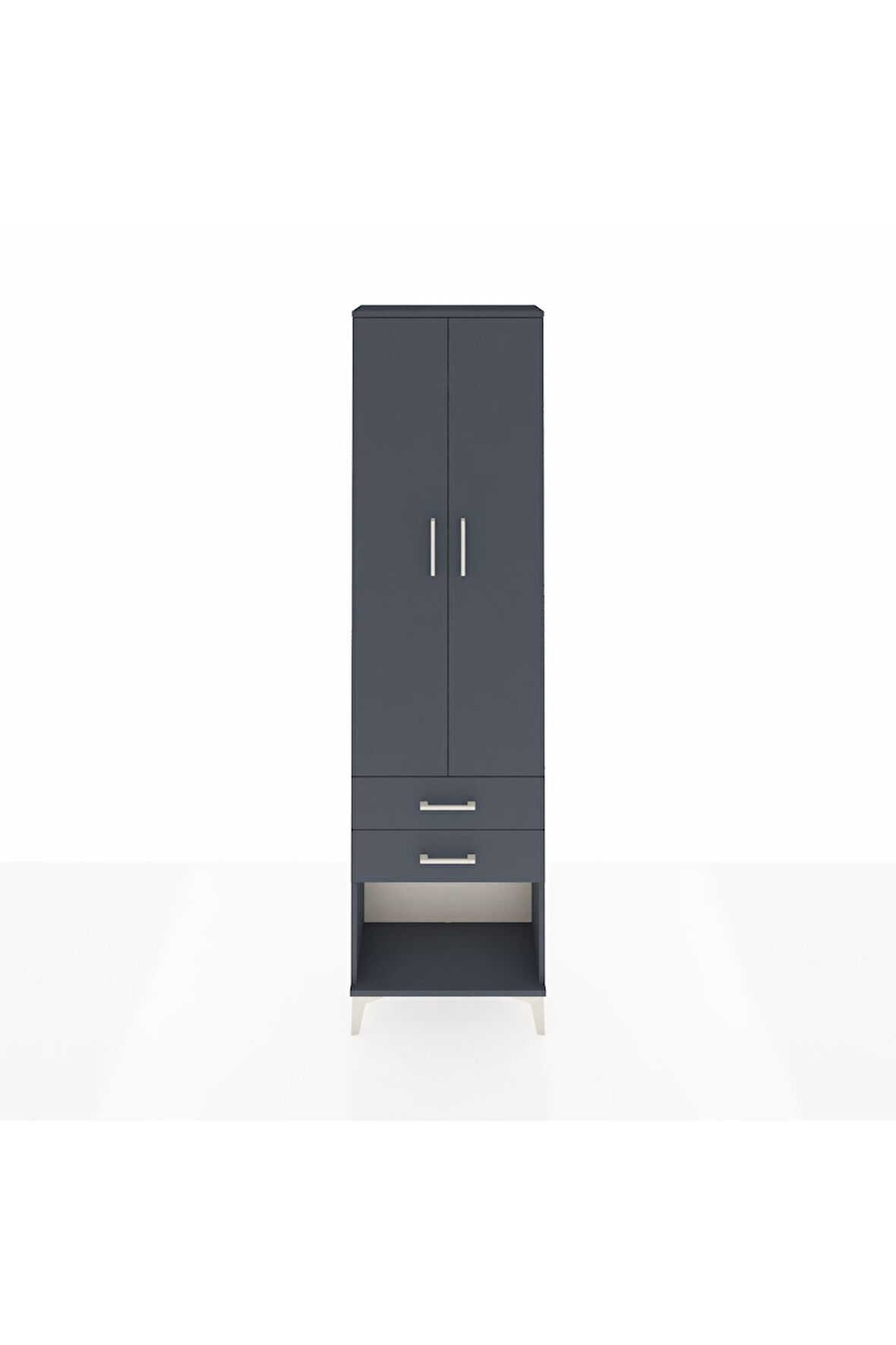 Arges Dolap 4 Raflı 2 Çekmeceli 2 Kapaklı 60x30x221 Antrasit-Antrasit